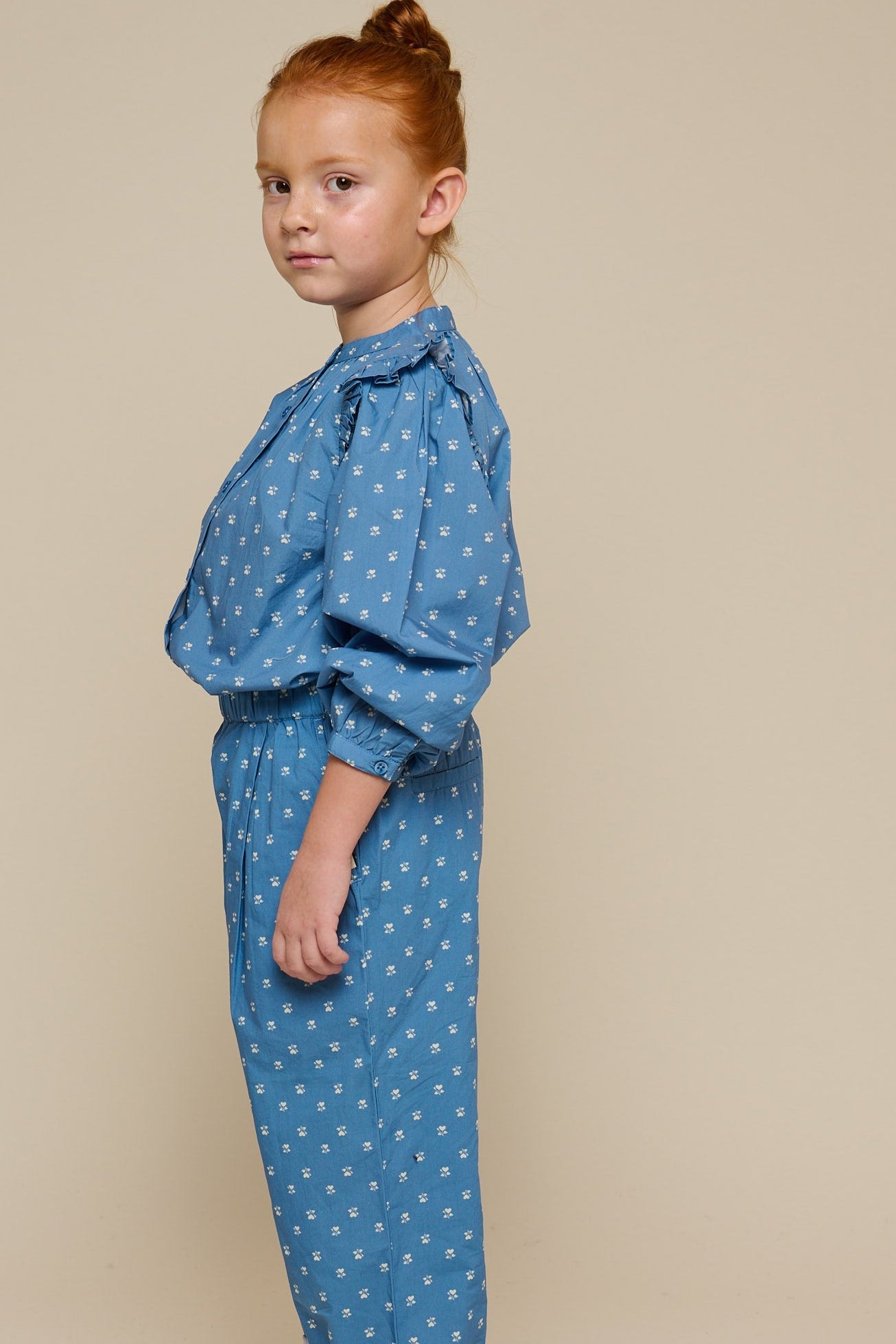 Poplinbukser med print - Tween - Dusty Blue | 101089 Camilla