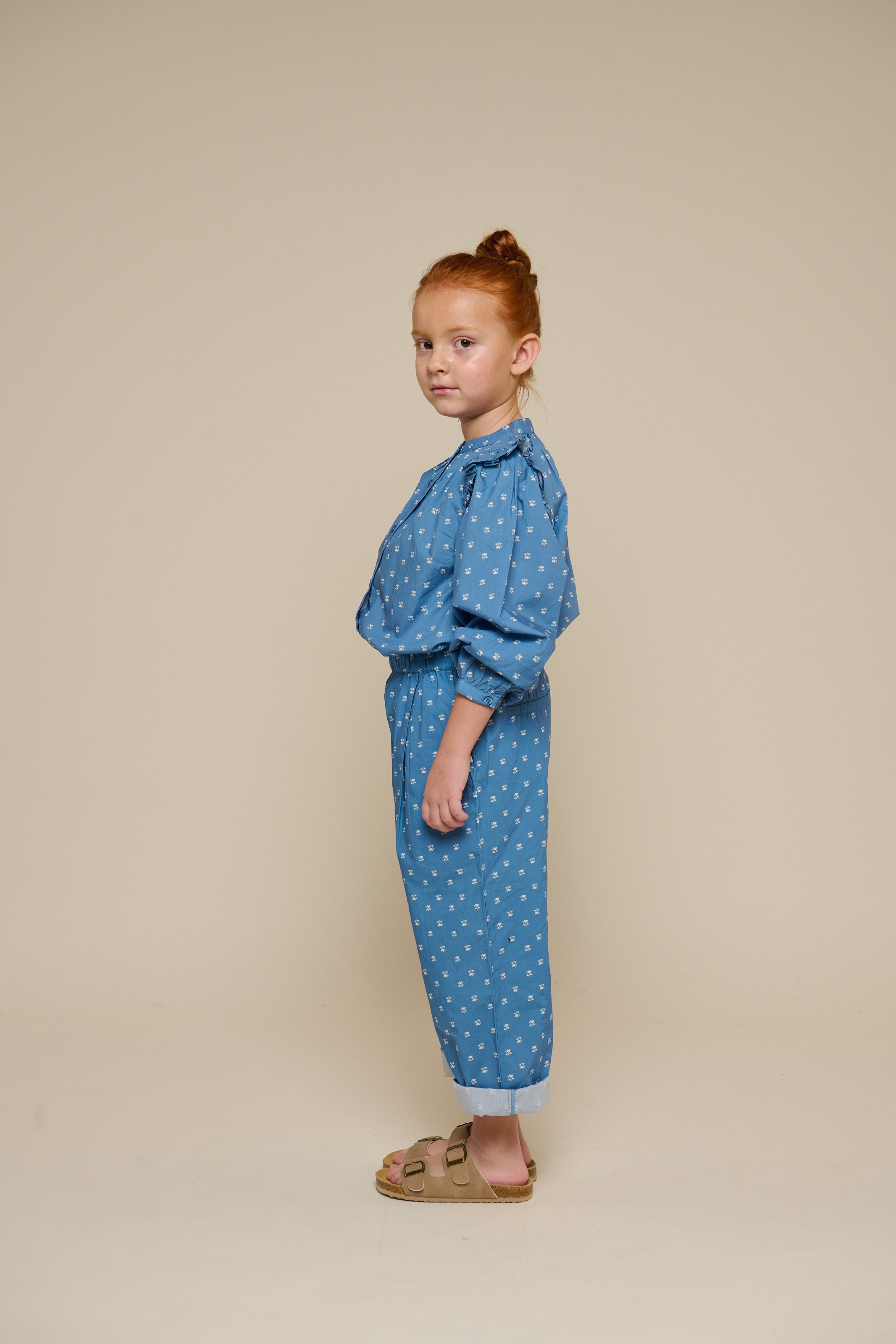 Poplinbukser med print - Tween - Dusty Blue | 101089 Camilla