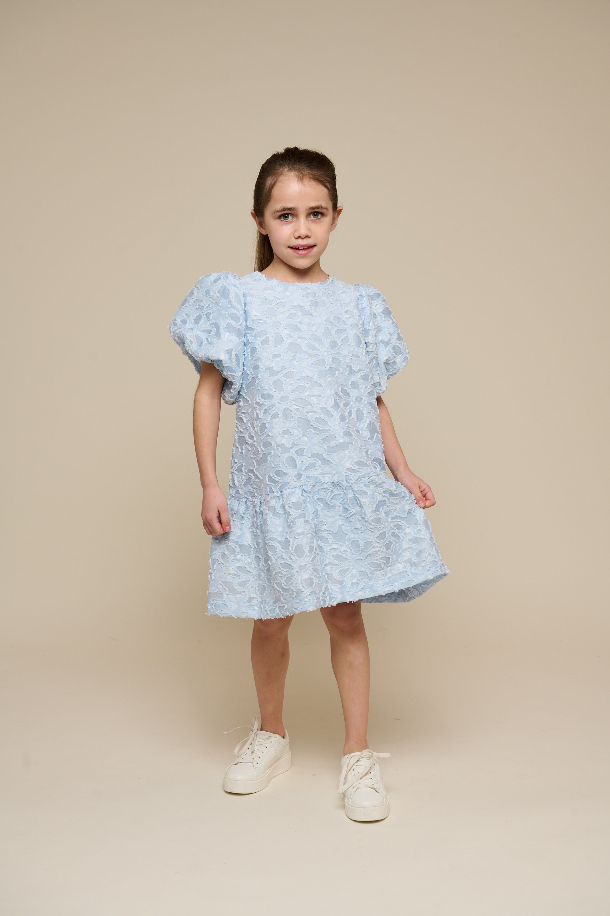 Jacquardkjole i bomuldsblanding - Tween - Light Blue | 100995 Giselle