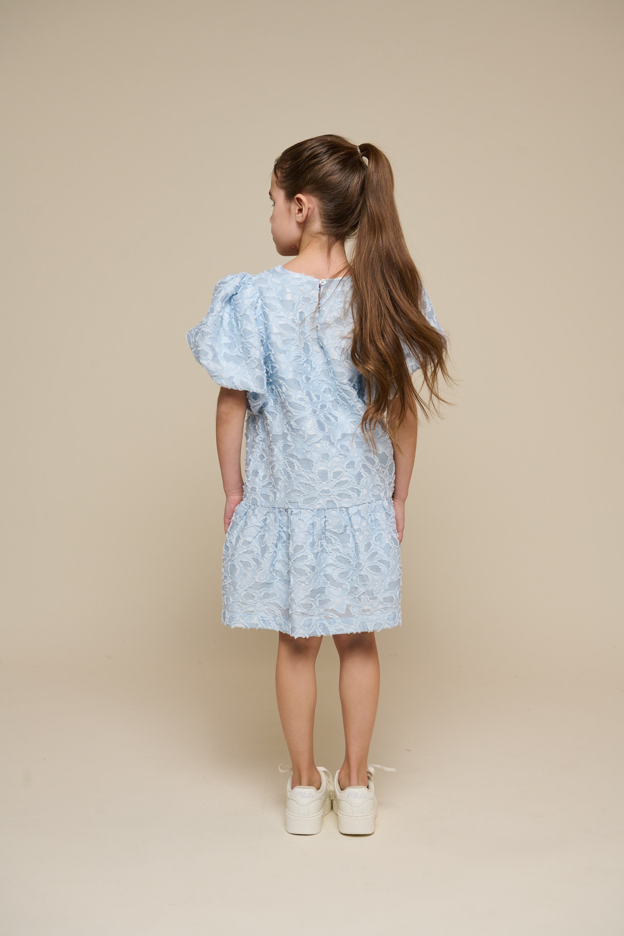 Jacquardkjole i bomuldsblanding - Tween - Light Blue | 100995 Giselle
