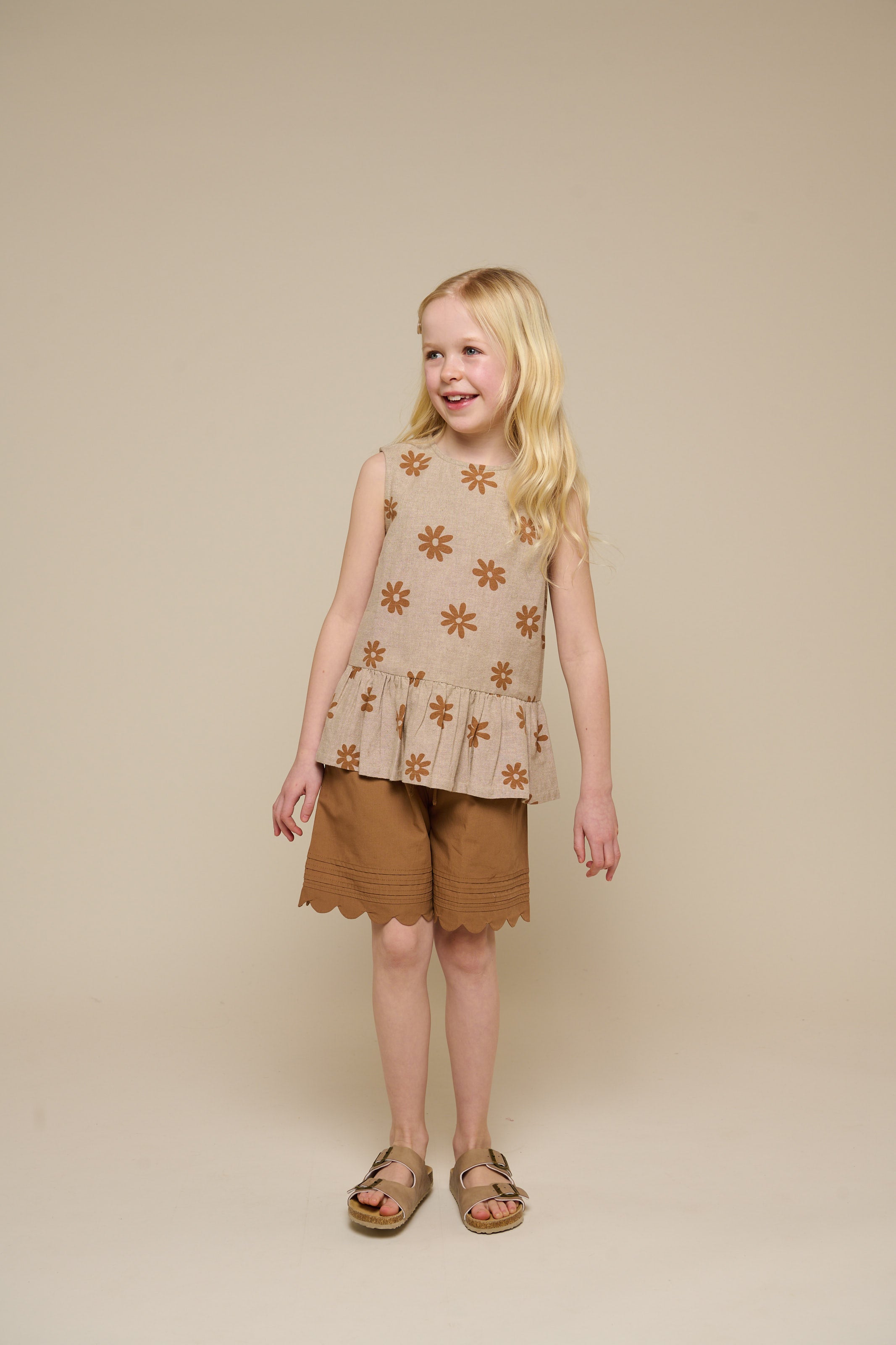 Printet bomuldstop - Tween - Sand | 101206 Molly