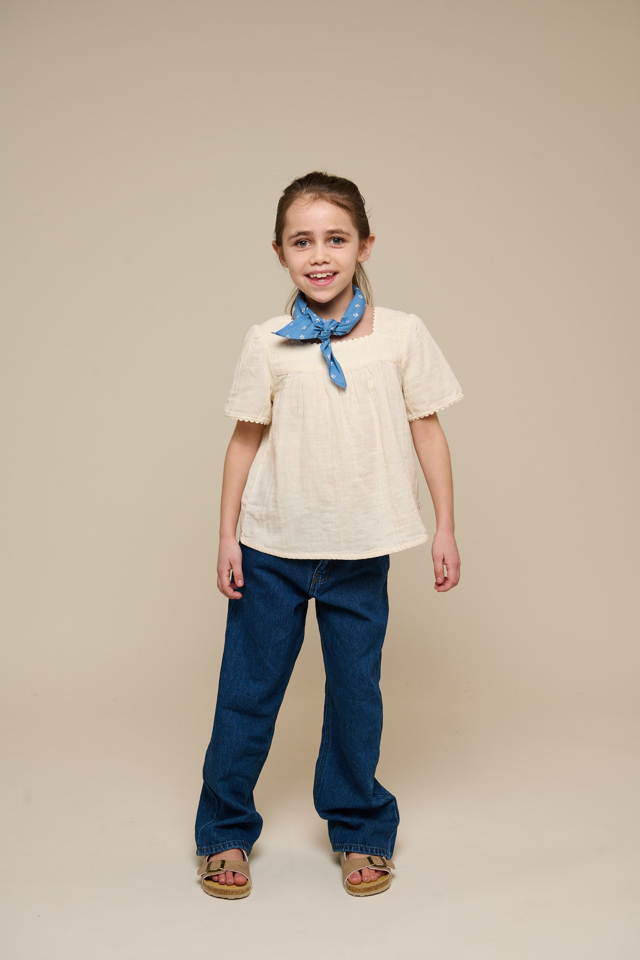 Bluse i musselin med korte ærmer - Tween - Off White | 100919 Jasmine