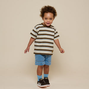 Retro Striped T-shirt - Kids - Dark Brown | 101273 Steven