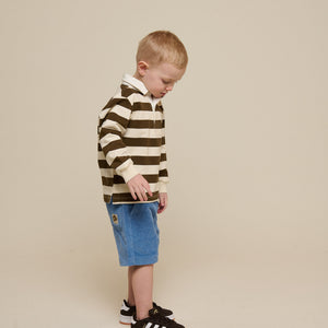 Stribet polo sweatshirt - Kids - Dark Brown/Offwhite | 101397 Marco