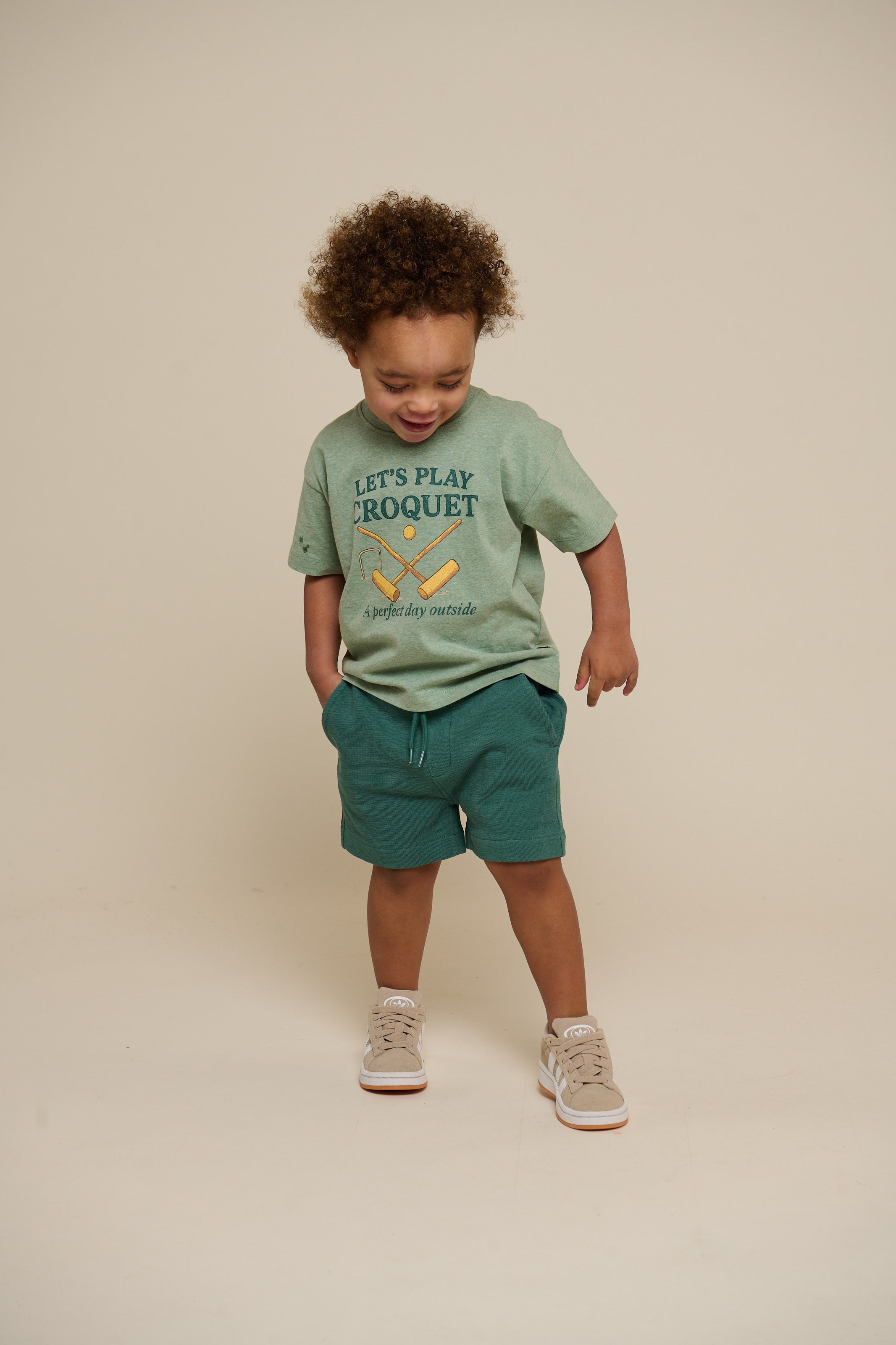 Croquet T-shirt - Kids - Light Green Melange | 101338 Vincent