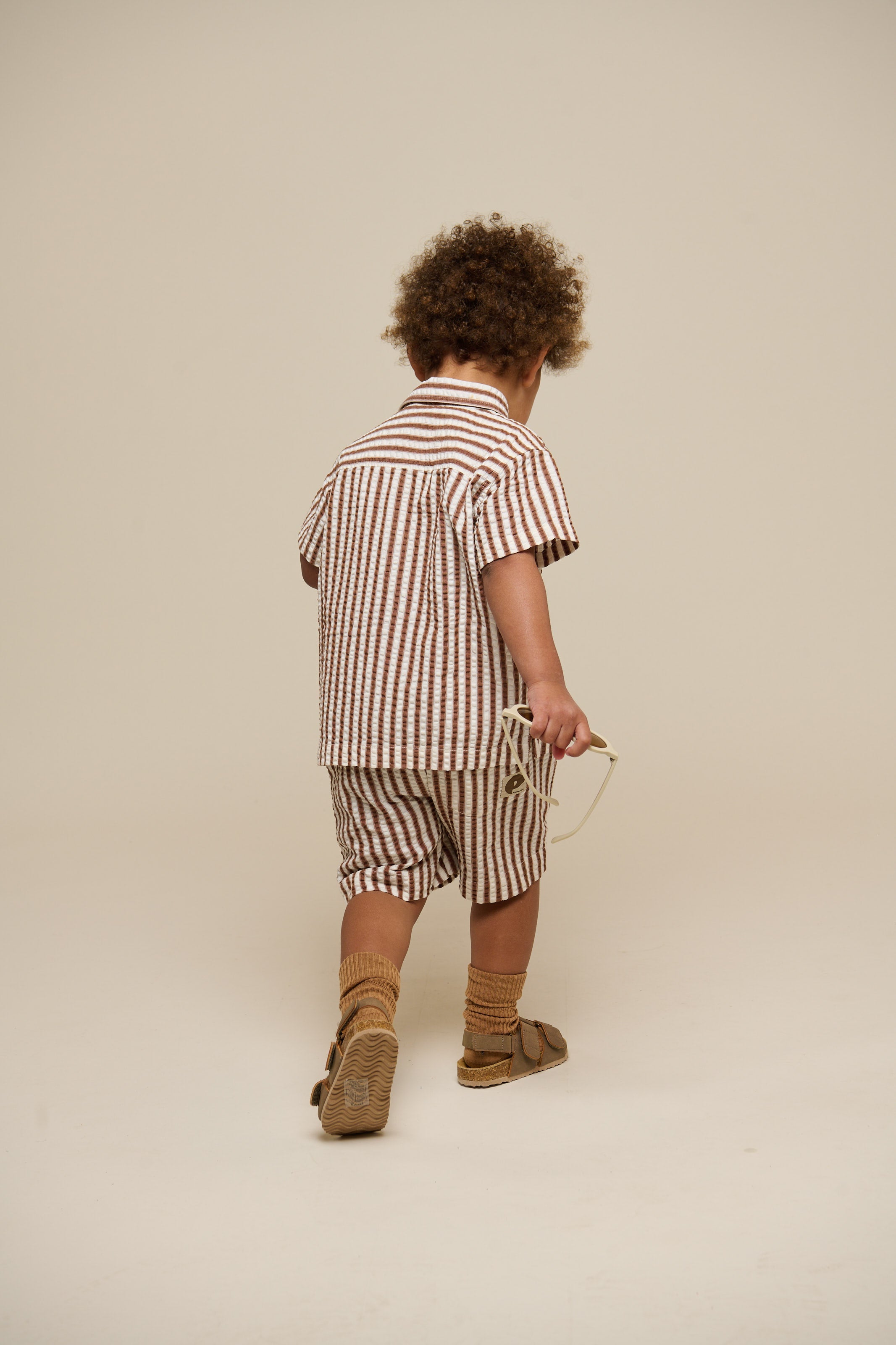 Stribet seersucker skjorte - Kids - Brown | 101185 Frank
