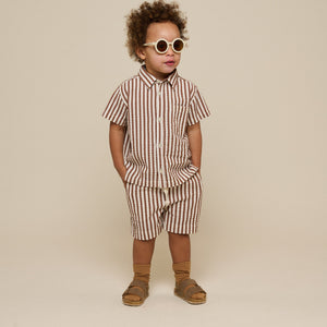Stribet seersucker skjorte - Kids - Brown | 101185 Frank