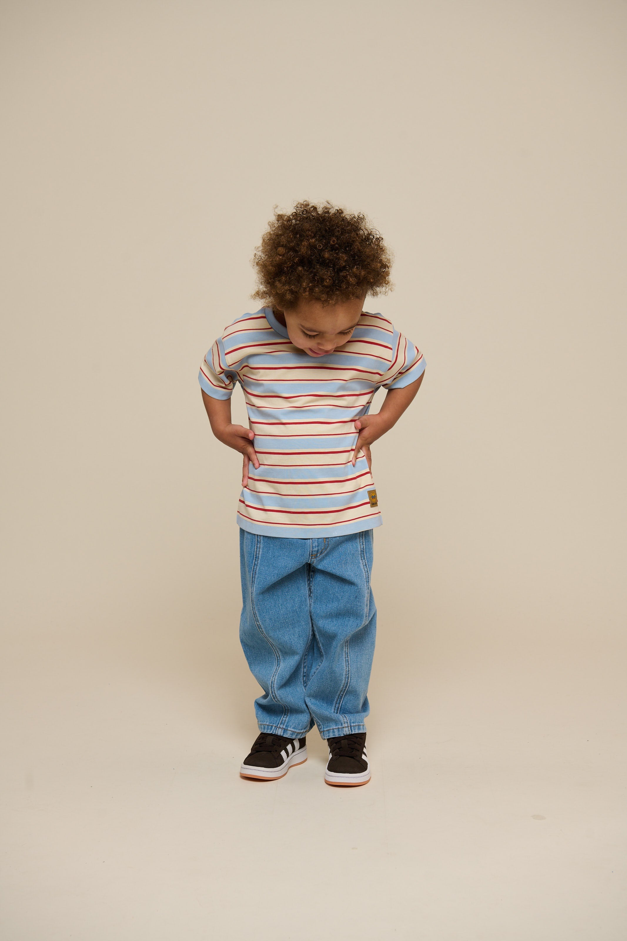 Retro stribet T-shirt - Kids - Powder Blue | 101275 Steven