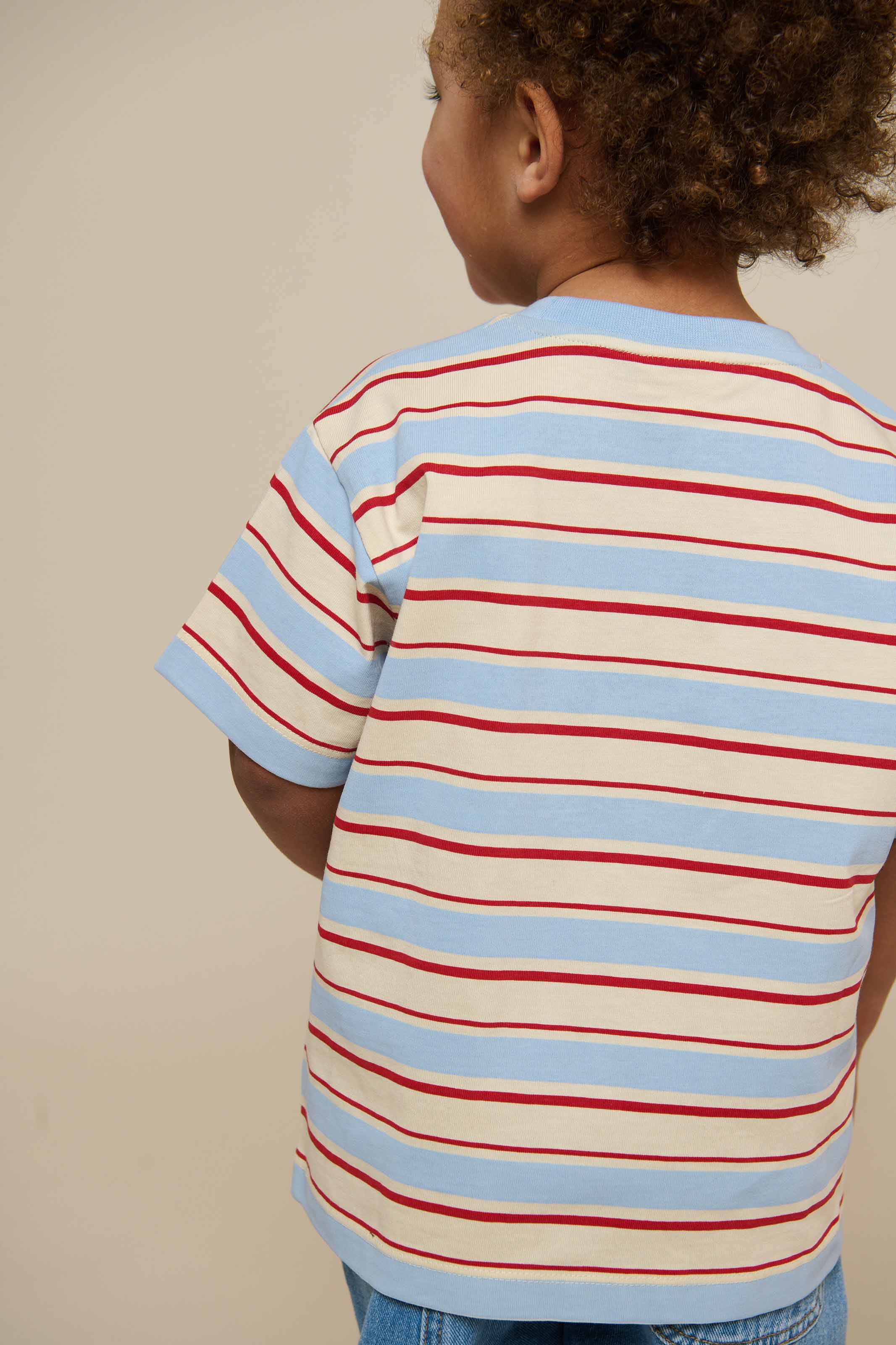 Retro stribet T-shirt - Kids - Powder Blue | 101275 Steven