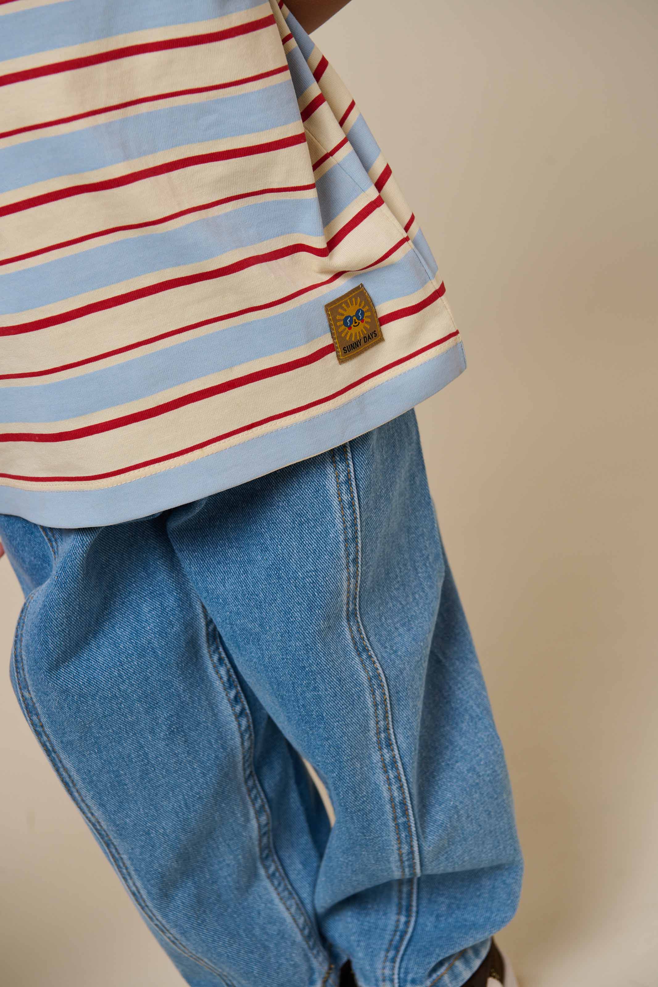 Retro stribet T-shirt - Kids - Powder Blue | 101275 Steven