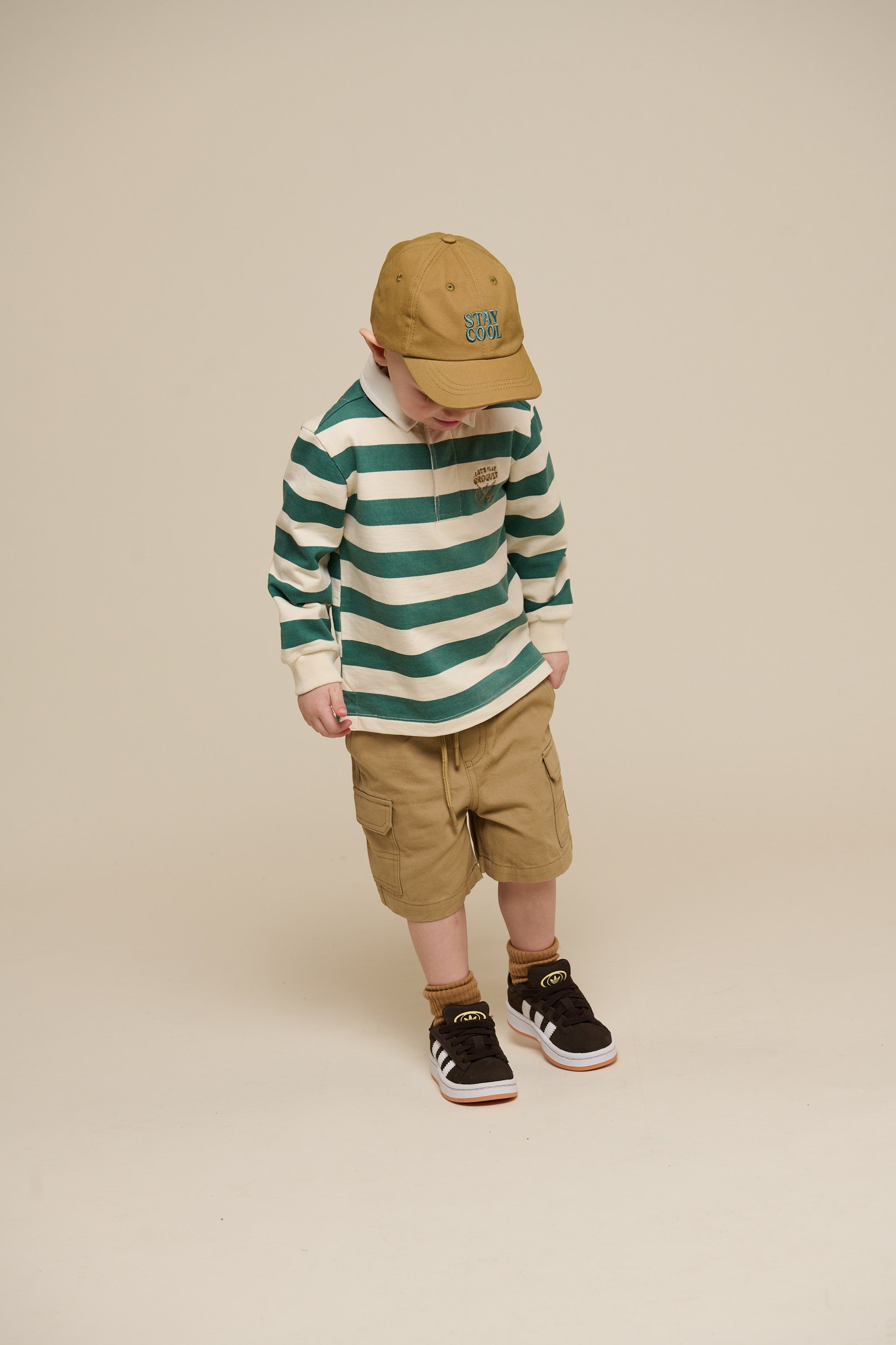 Stribet polo sweatshirt - Kids - Tropical Green/Offwhite | 101340 Marco
