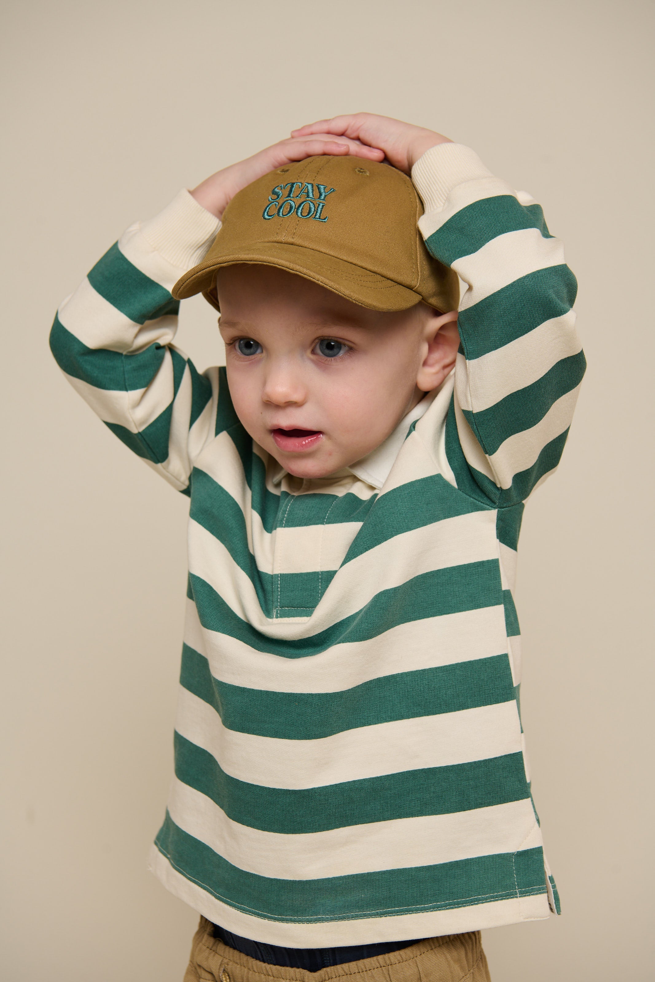 Stribet polo sweatshirt - Kids - Tropical Green/Offwhite | 101340 Marco