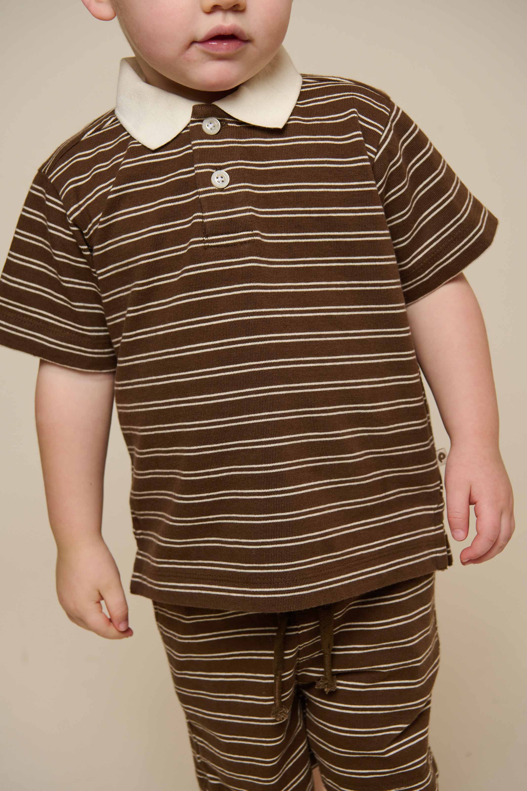 Stribet jersey poloshirt - Kids - Dark Brown | 101173 Otto