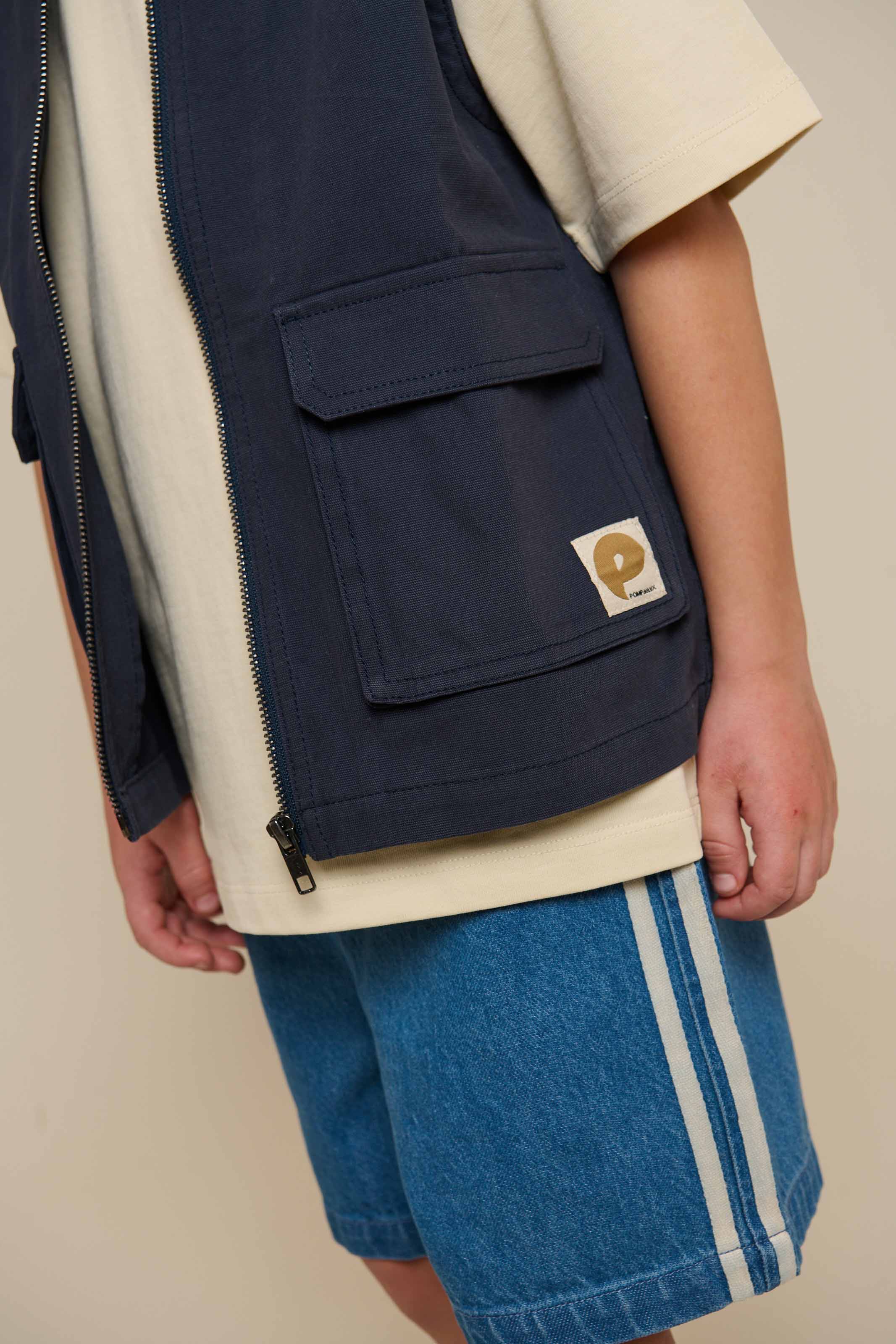 Baggy denimshorts med kontrastbånd - Tween - Blue Denim | 101143 Callum