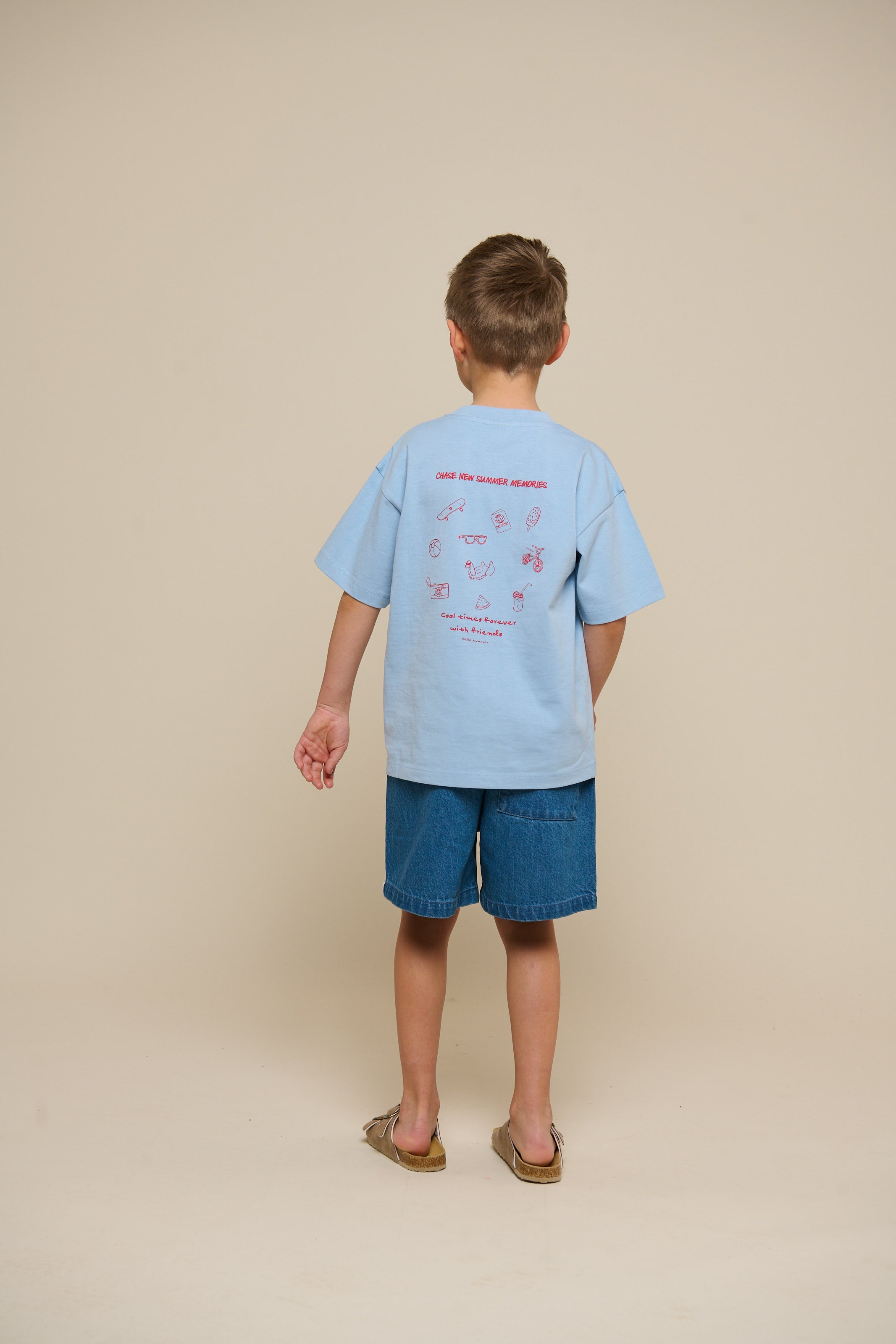 Baggy denimshorts med kontrastbånd - Tween - Blue Denim | 101143 Callum