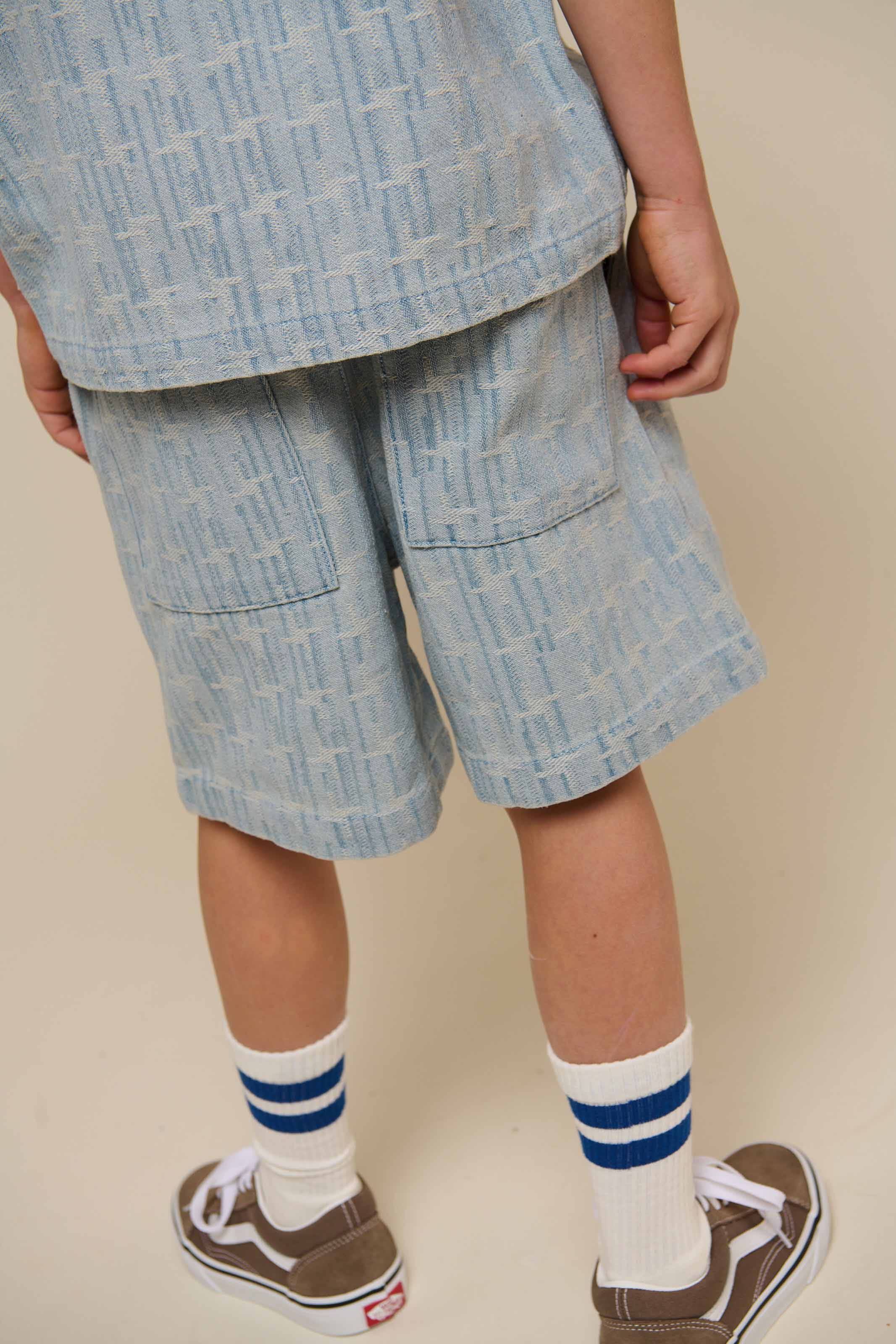 Kortærmet skjortejakke i jacquardvævet denim - Tween - Blue Denim | 101093 Kyle