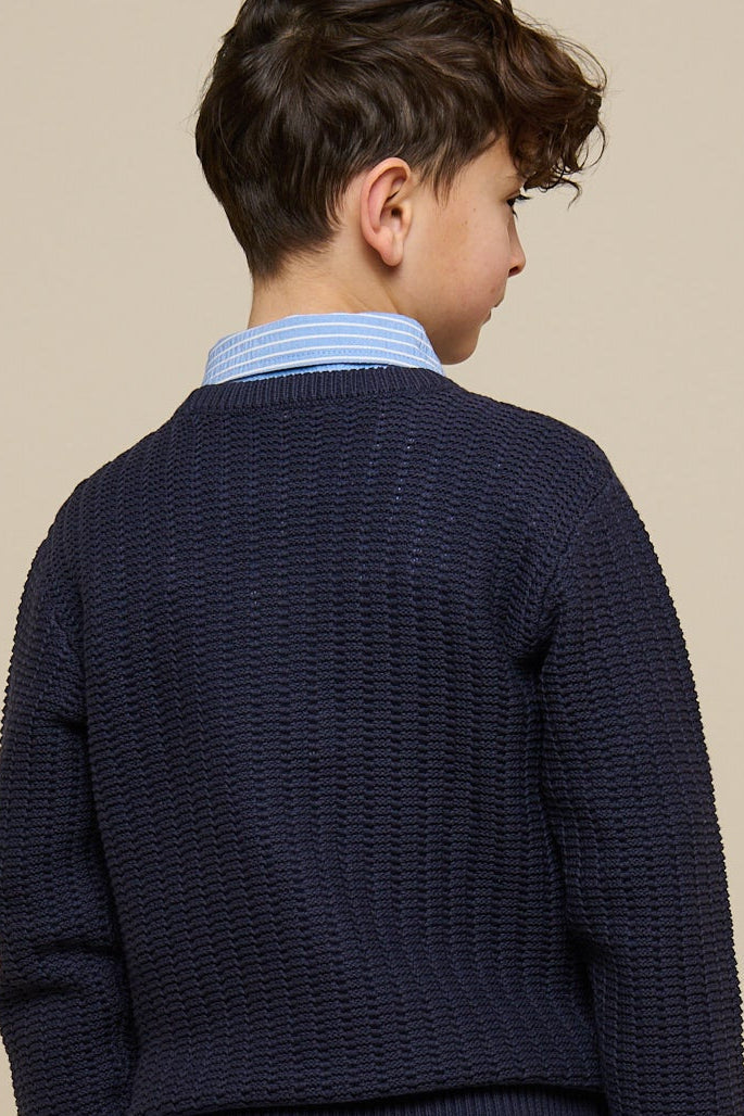 Ensfarvet strik - Tween - Navy | 101282 Brady