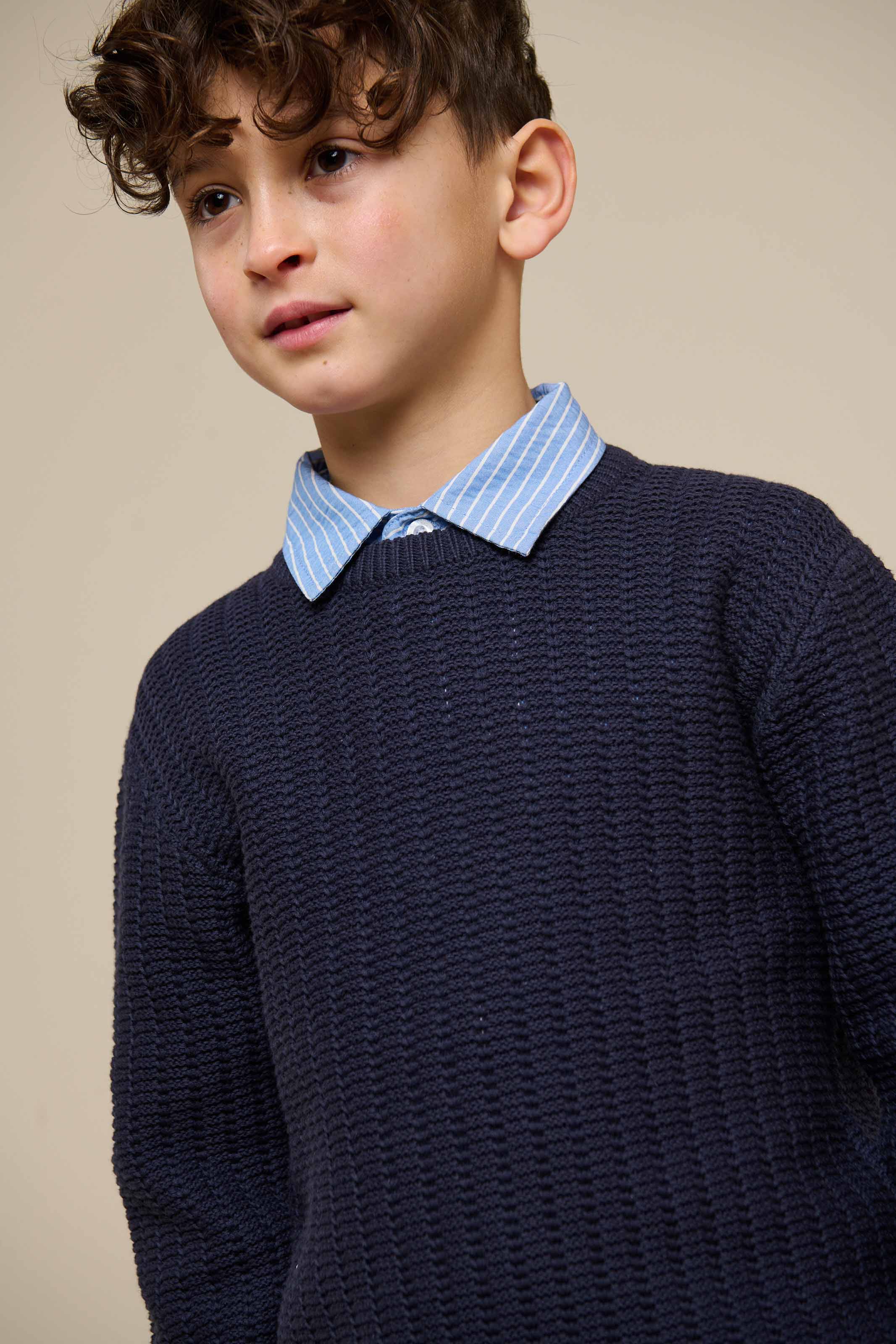 Ensfarvet strik - Tween - Navy | 101282 Brady