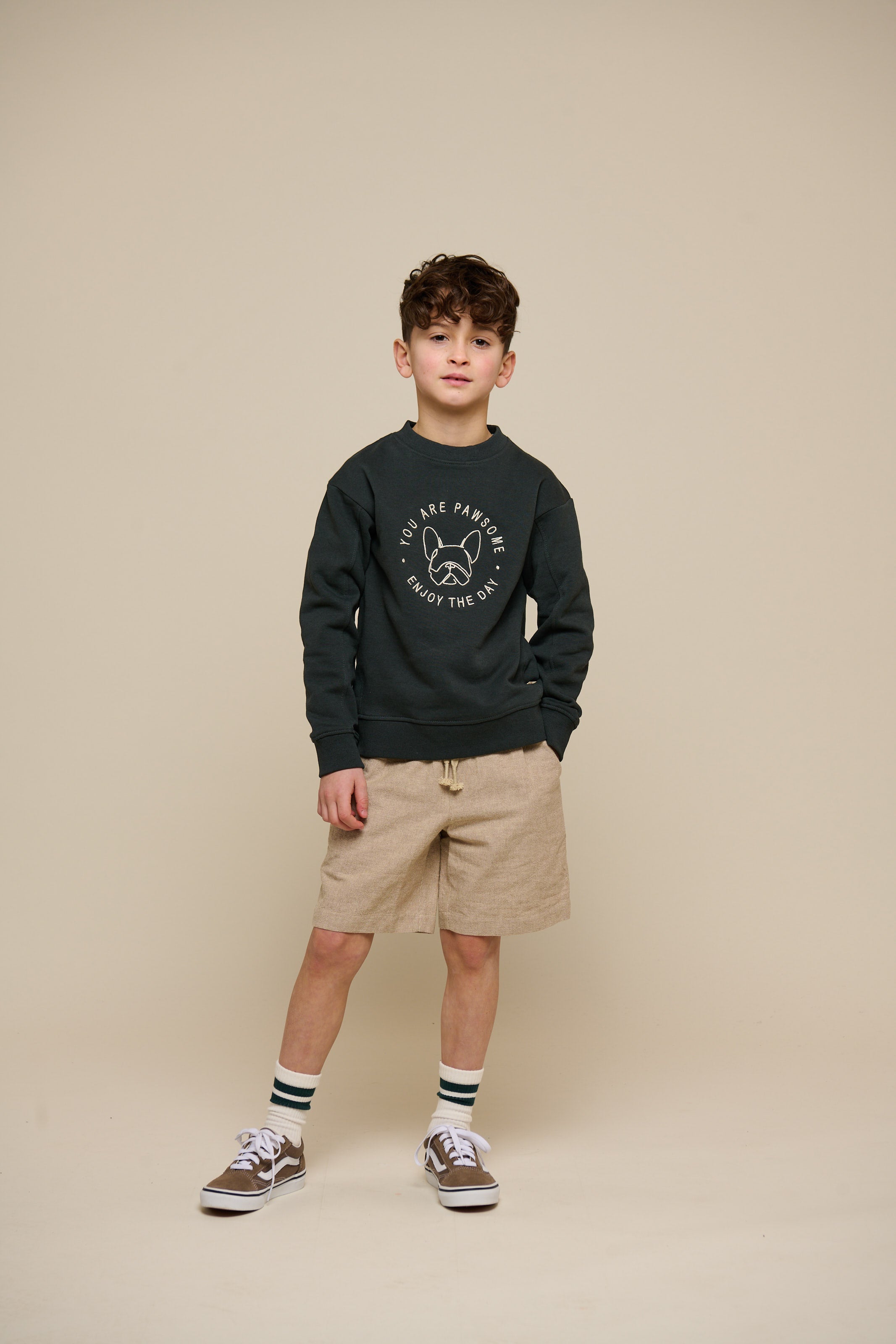 Sweatshirt med rund hals - Tween - Forest Green Melange | 100893 Justin