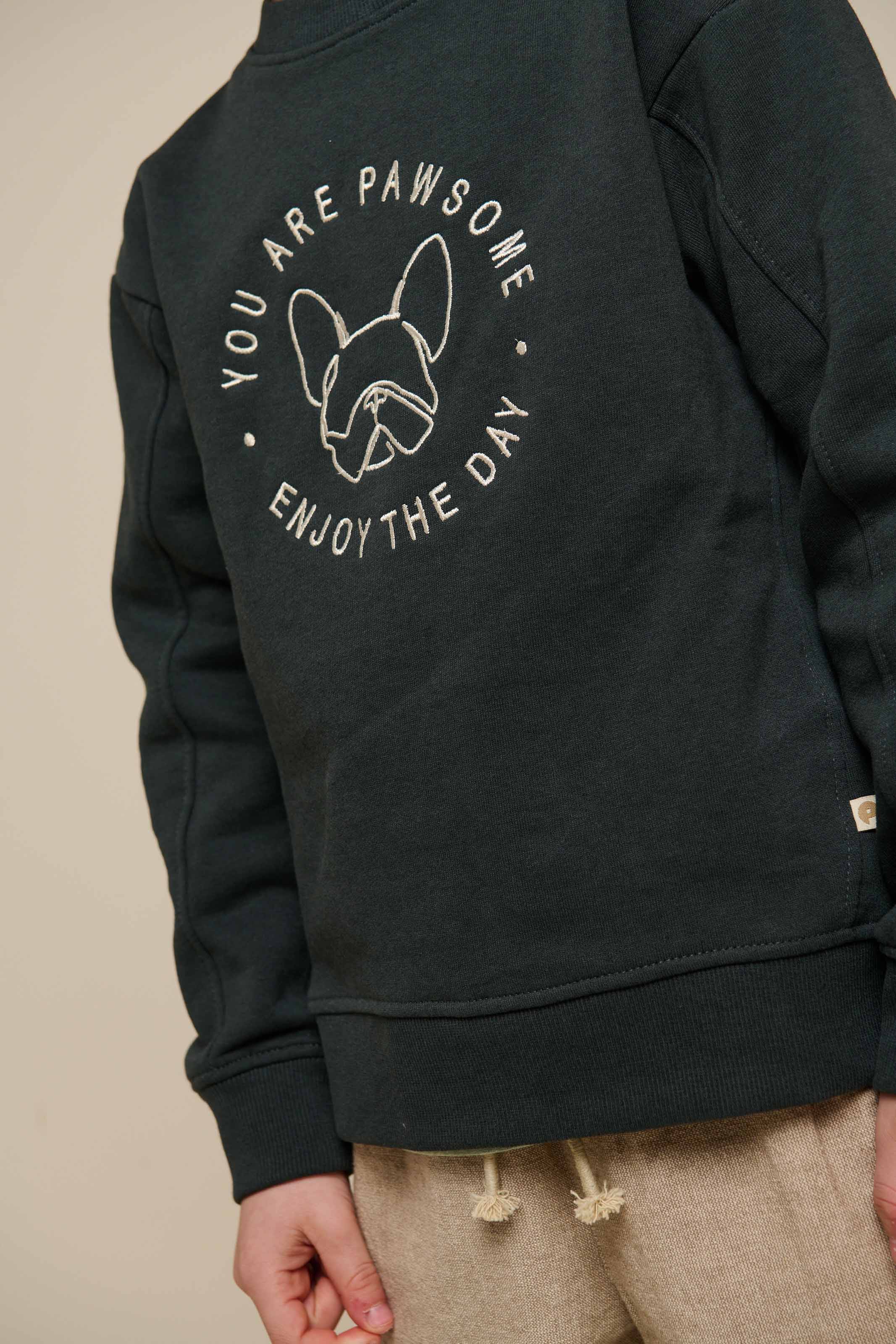 Sweatshirt med rund hals - Tween - Forest Green Melange | 100893 Justin