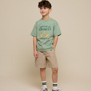 Croquet T-shirt - Tween - Light Green Melange | 101339 Vincent