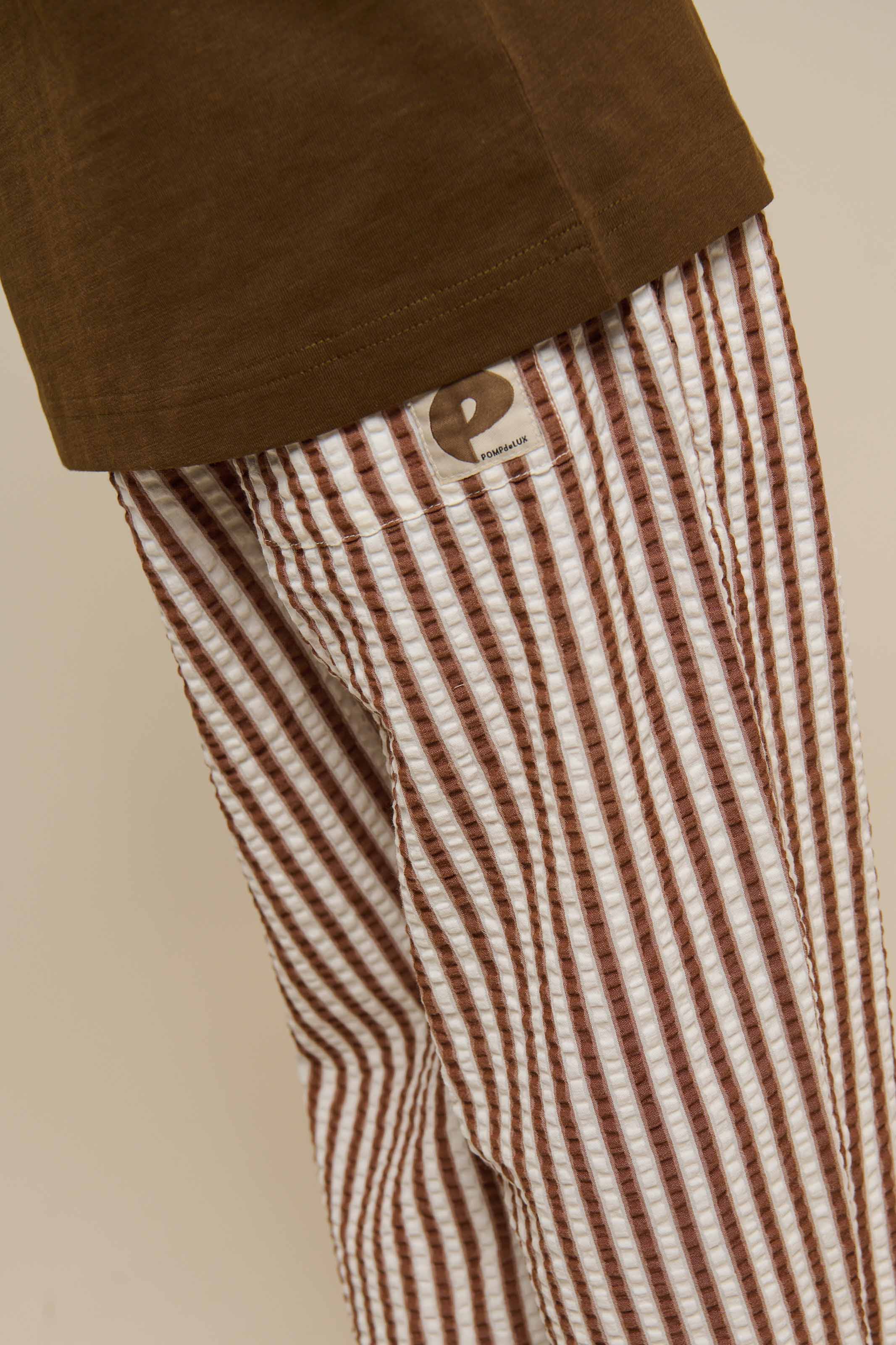 Stribede seersucker bukser - Tween - Brown | 101190 Frank