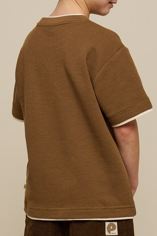 Kortærmet T-shirt med struktur - Tween - Coffee | 100712 Malthe