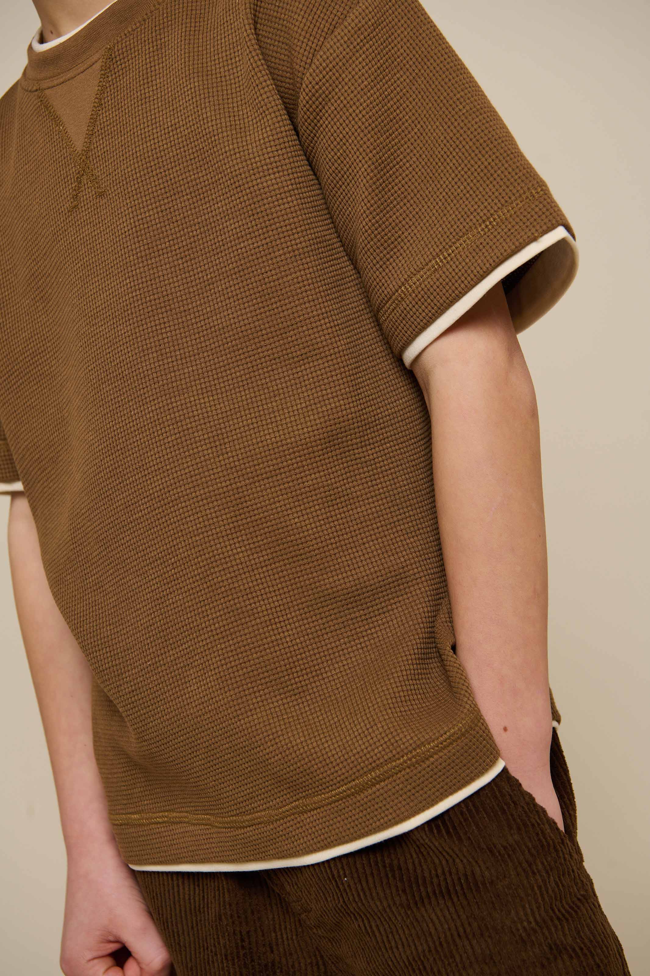 Kortærmet T-shirt med struktur - Tween - Coffee | 100712 Malthe
