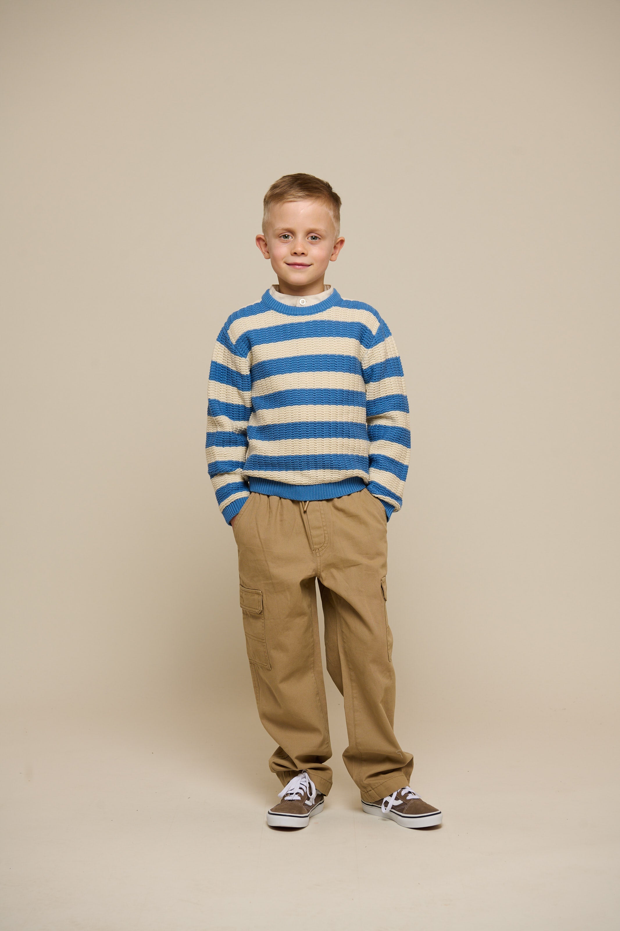 Stribet strik - Tween - Dusty Blue/Offwhite | 101284 Brady