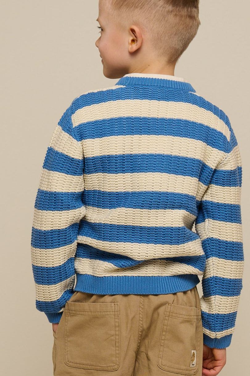 Stribet strik - Tween - Dusty Blue/Offwhite | 101284 Brady