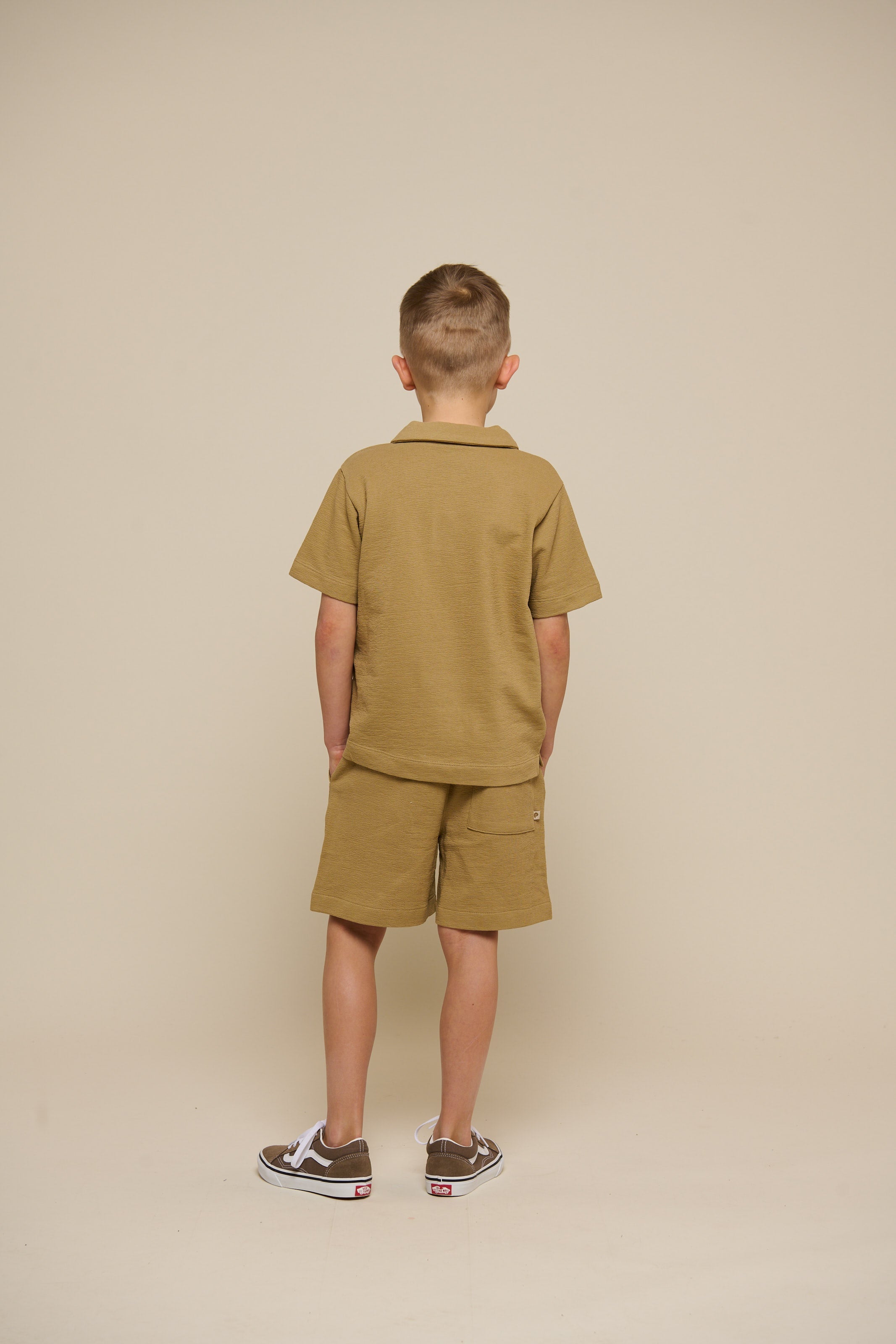 Polo T-shirt i jersey med struktur - Tween - Khaki | 101218 Sonny