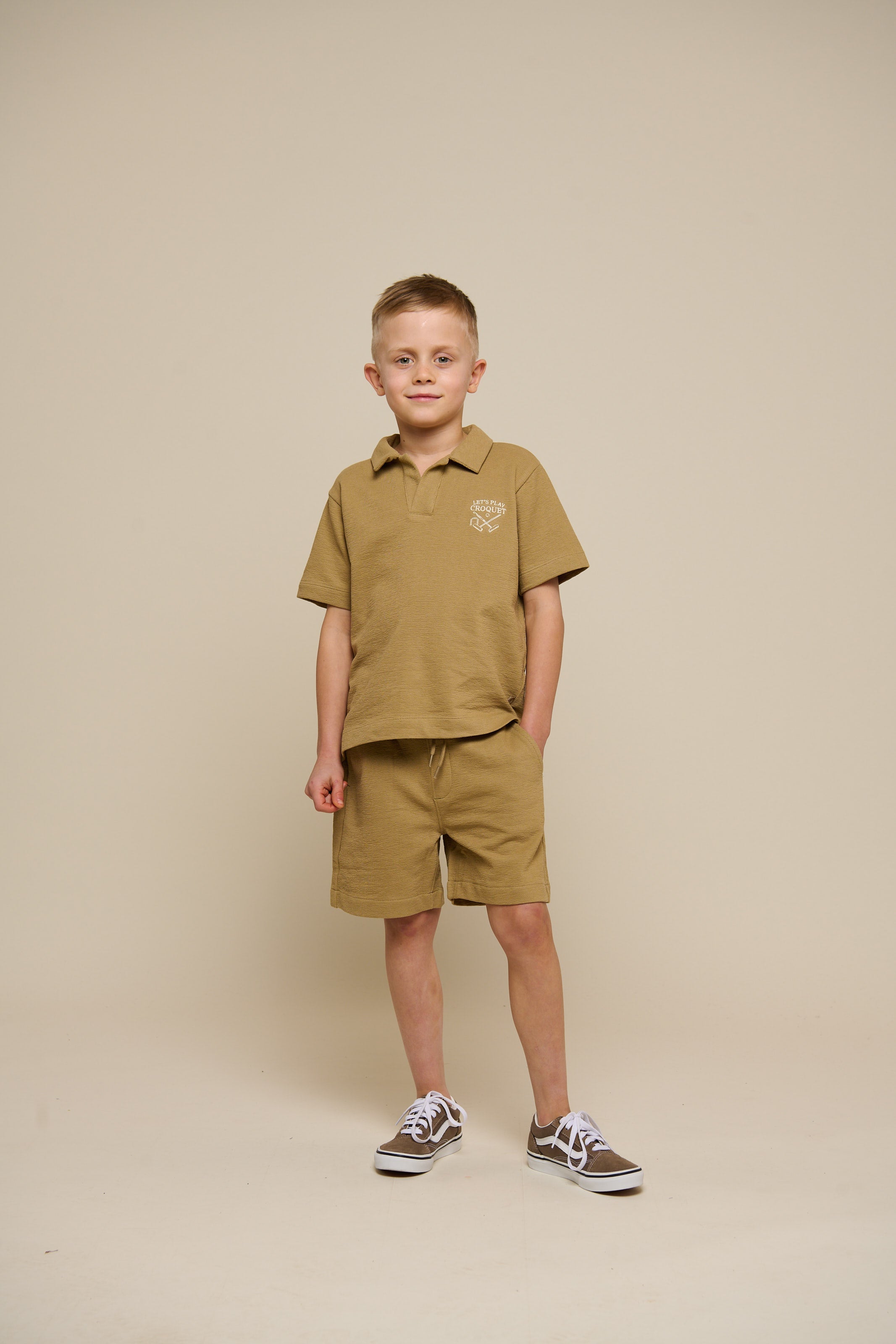 Polo T-shirt i jersey med struktur - Tween - Khaki | 101218 Sonny