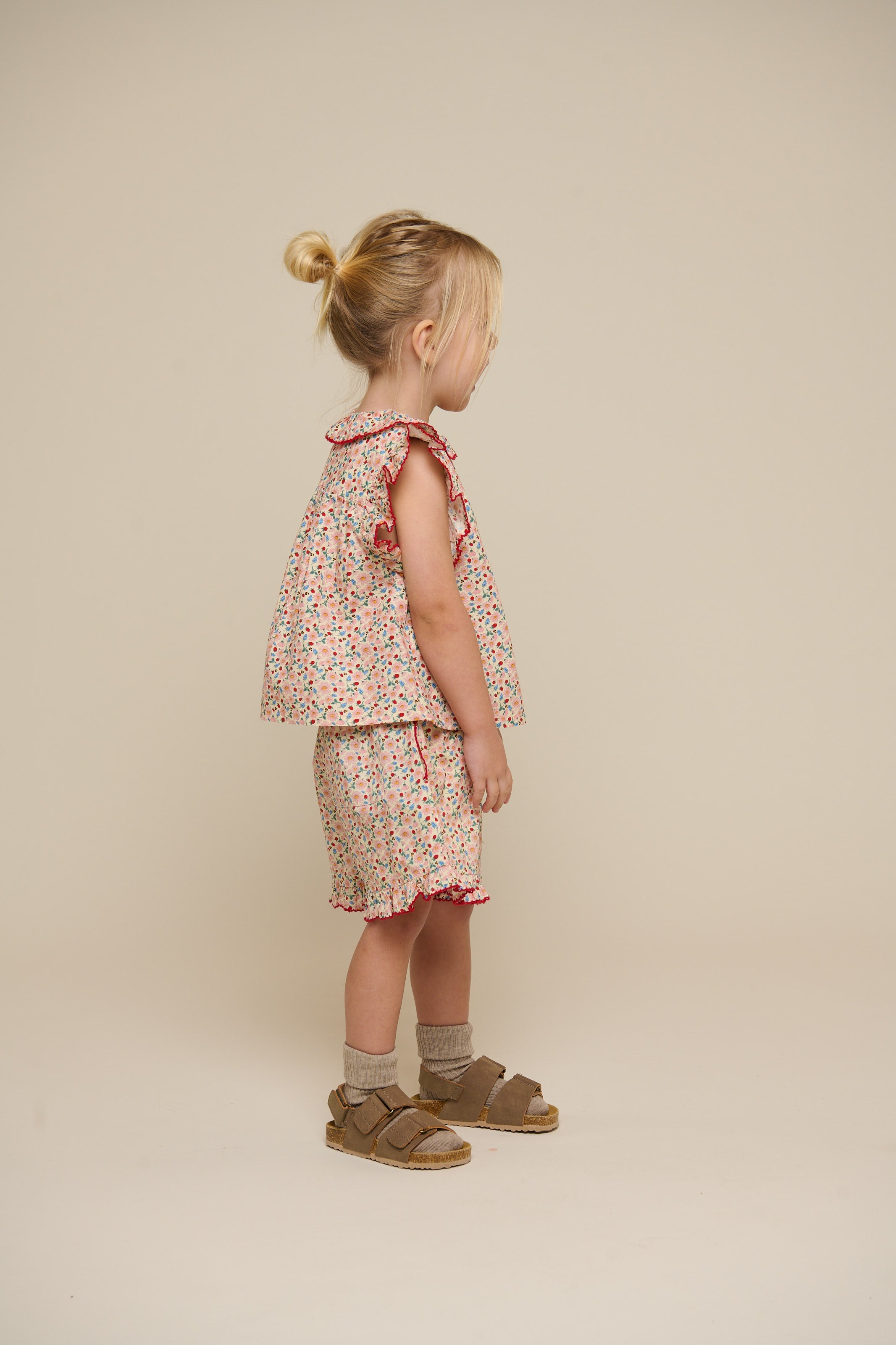 Blomsterprintede poplinshorts - Kids - Rose | 100956 Poppy