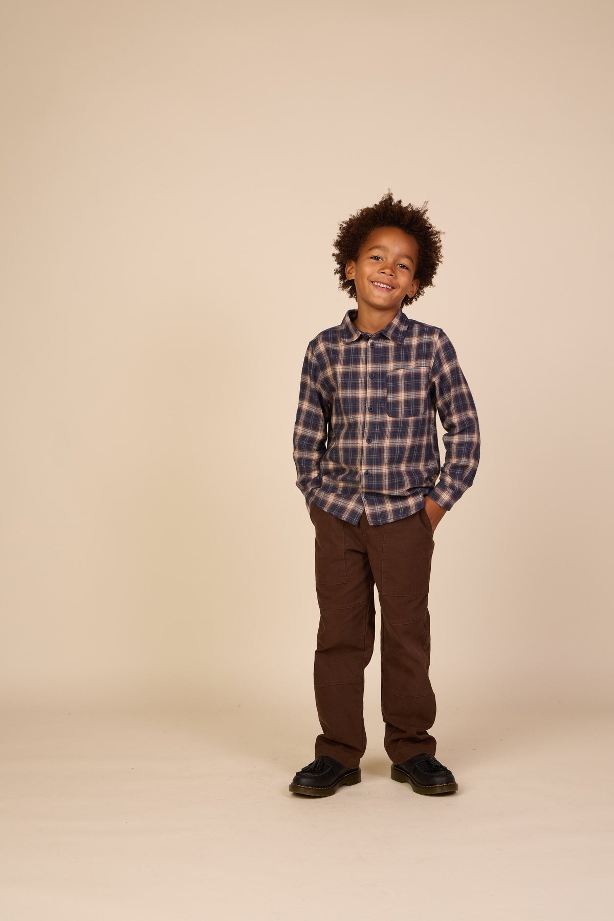 Ternet flannelskjorte Tween - Navy/Beige | 101650 Edwin