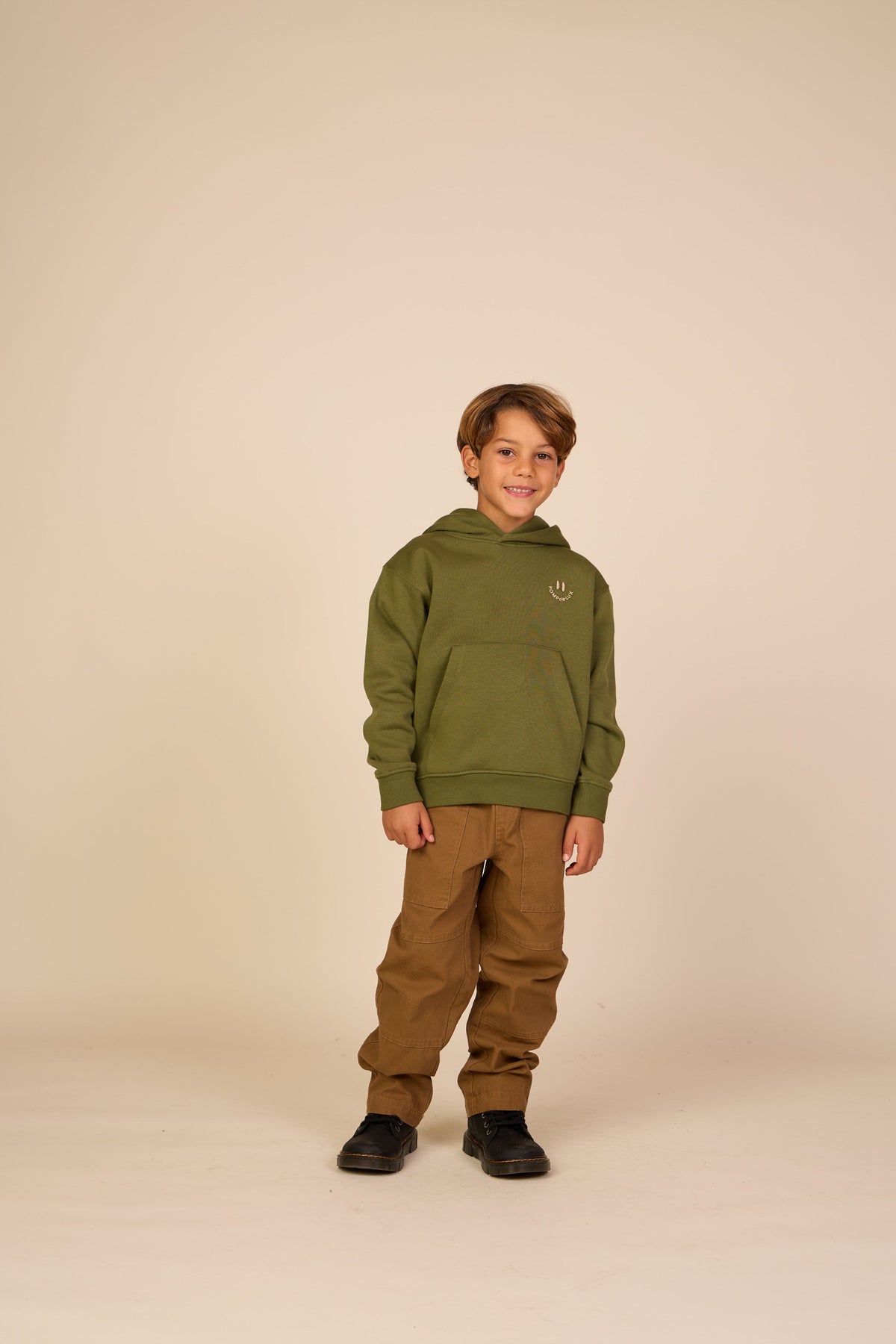Hoodie med smiley broderi Tween - Moss Green | 101582 Andrew