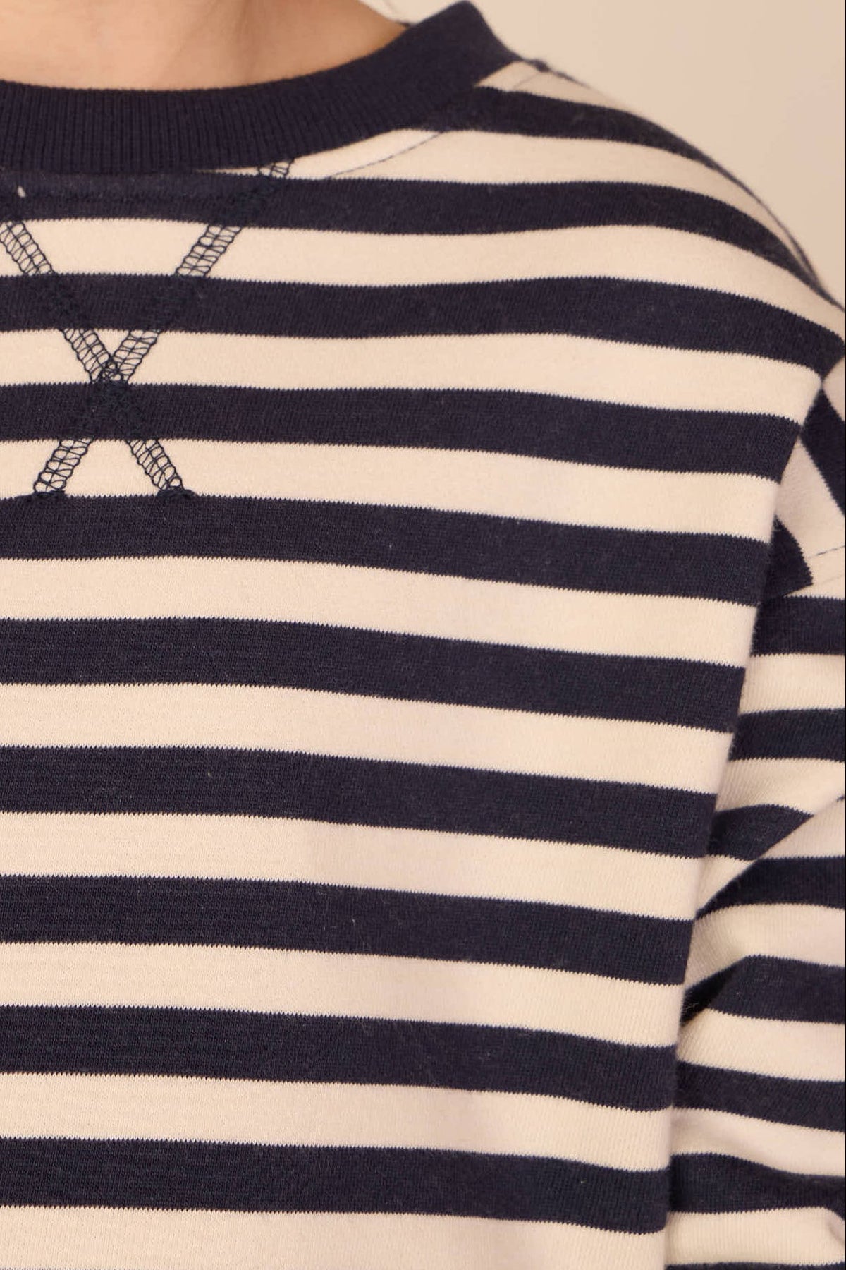 Stribet crewneck sweatshirt - Kids - Navy Stripe | 101344 Cole