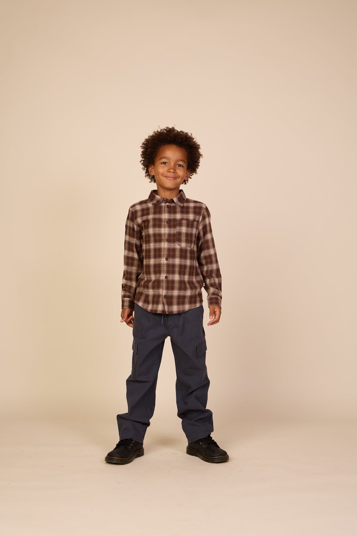 Ternet flannelskjorte Tween - Brown/Navy | 101652 Edwin