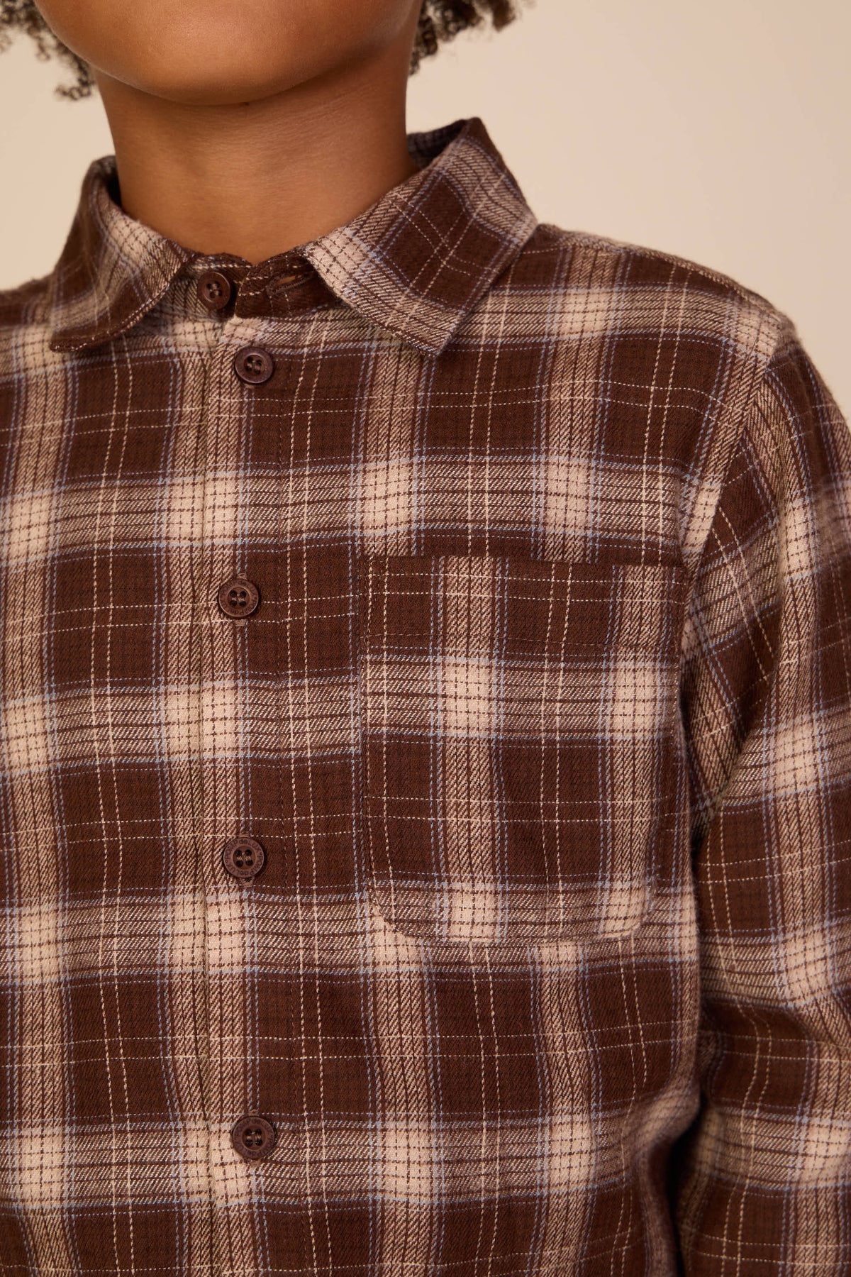 Ternet flannelskjorte Tween - Brown/Navy | 101652 Edwin