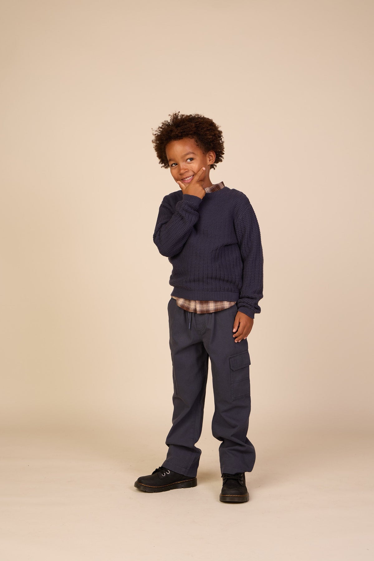 Ensfarvet strik - Tween - Navy | 101282 Brady