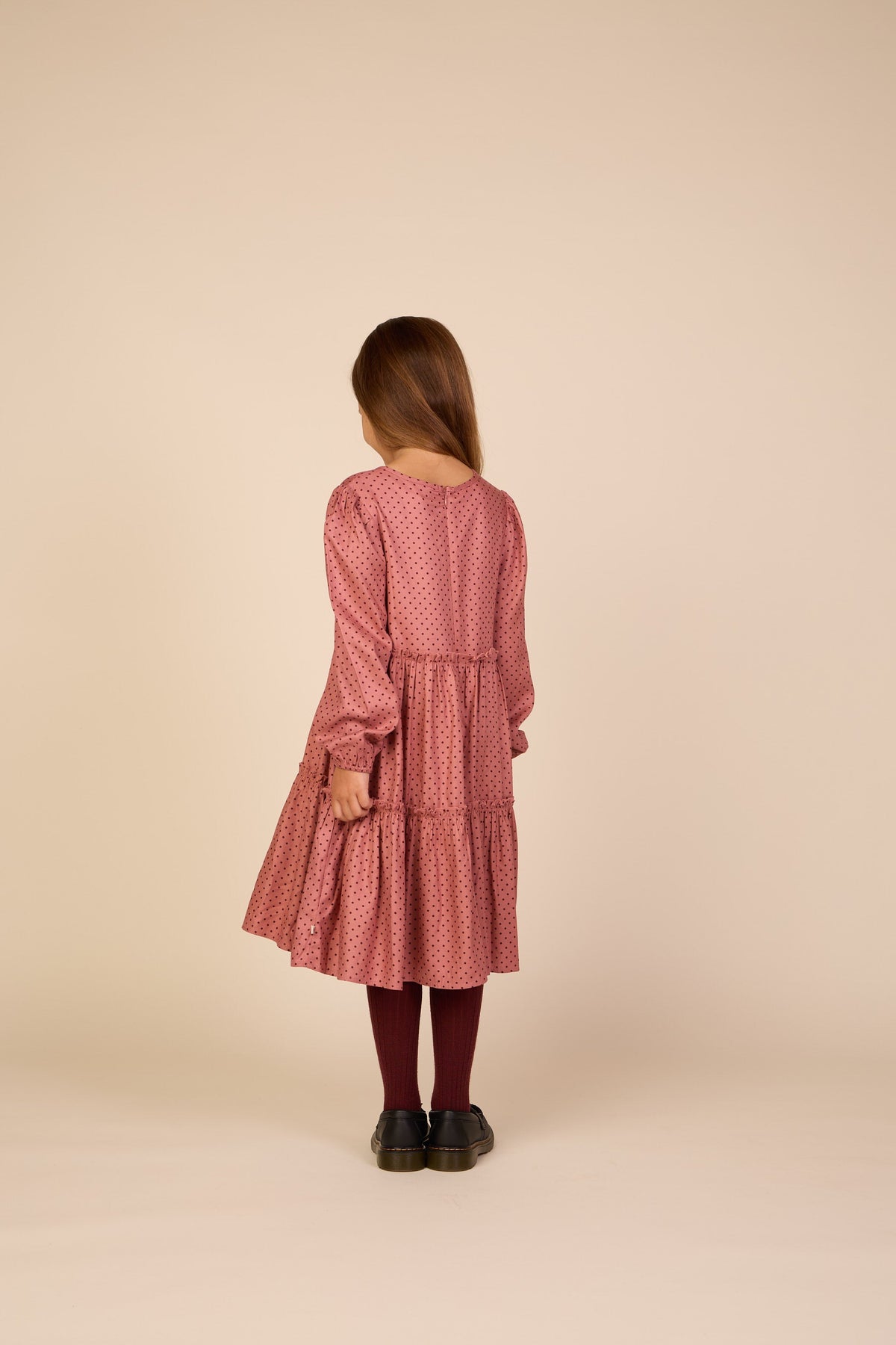 Prikket midi-kjole i viskose Tween - Dusty Rose/Bordeaux | 101657 Feline