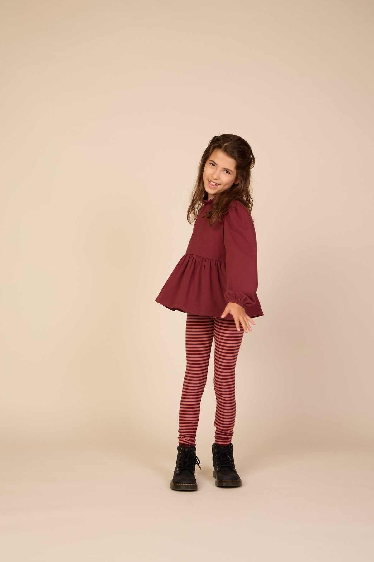 Stribede ribleggings Tween - Dusty Rose/Bordeaux | 101613 Gloria