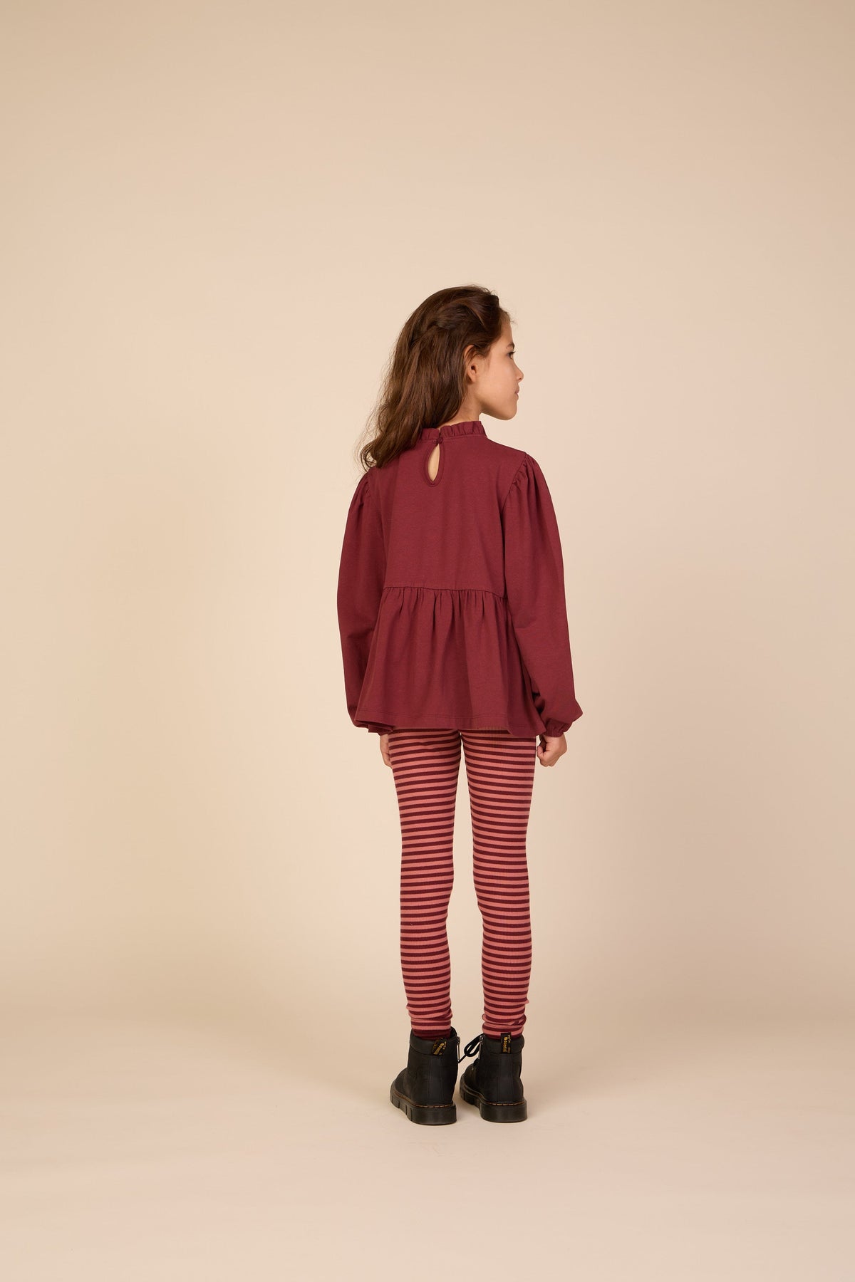 Stribede ribleggings Tween - Dusty Rose/Bordeaux | 101613 Gloria
