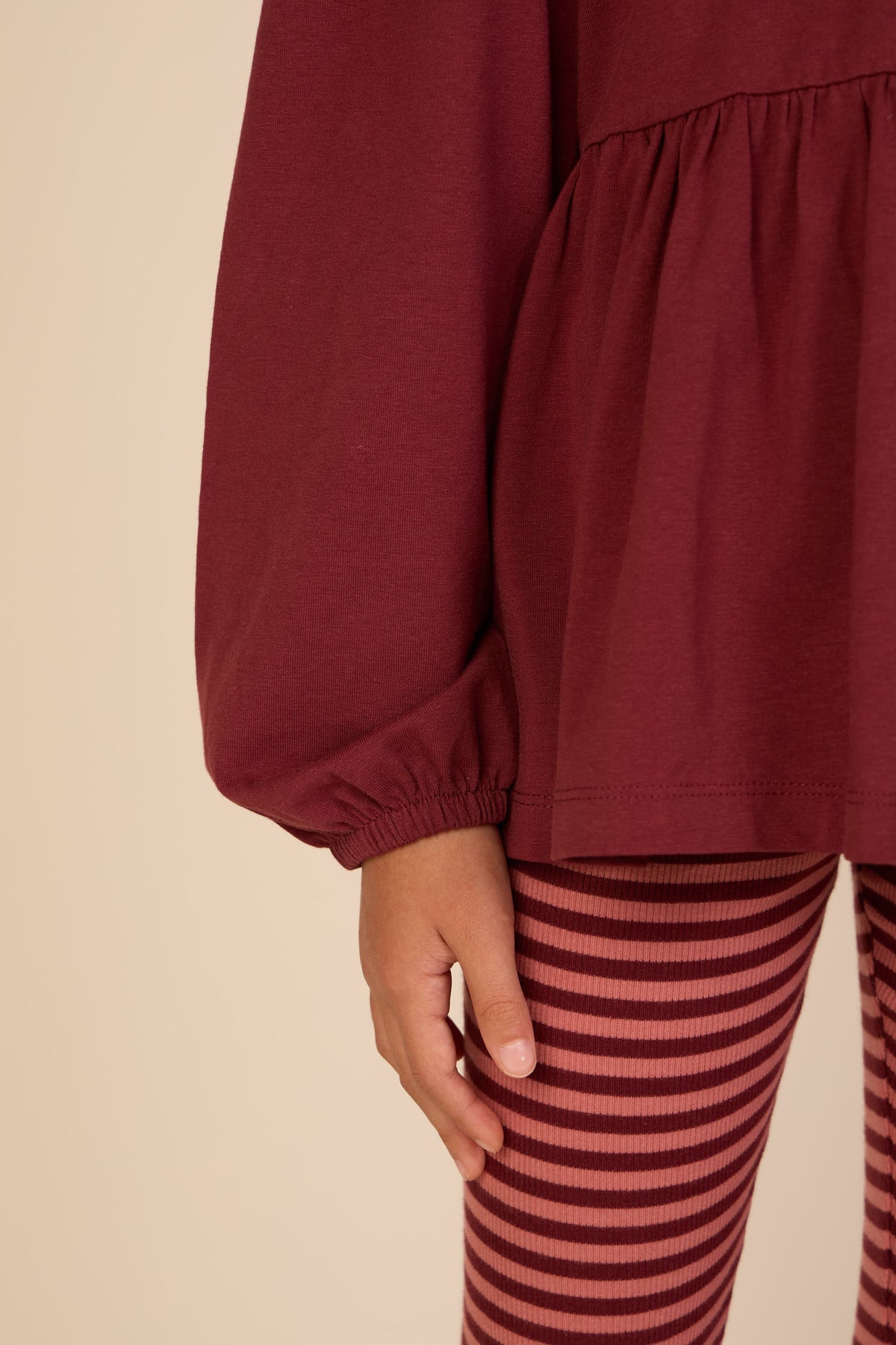 Stribede ribleggings Tween - Dusty Rose/Bordeaux | 101613 Gloria