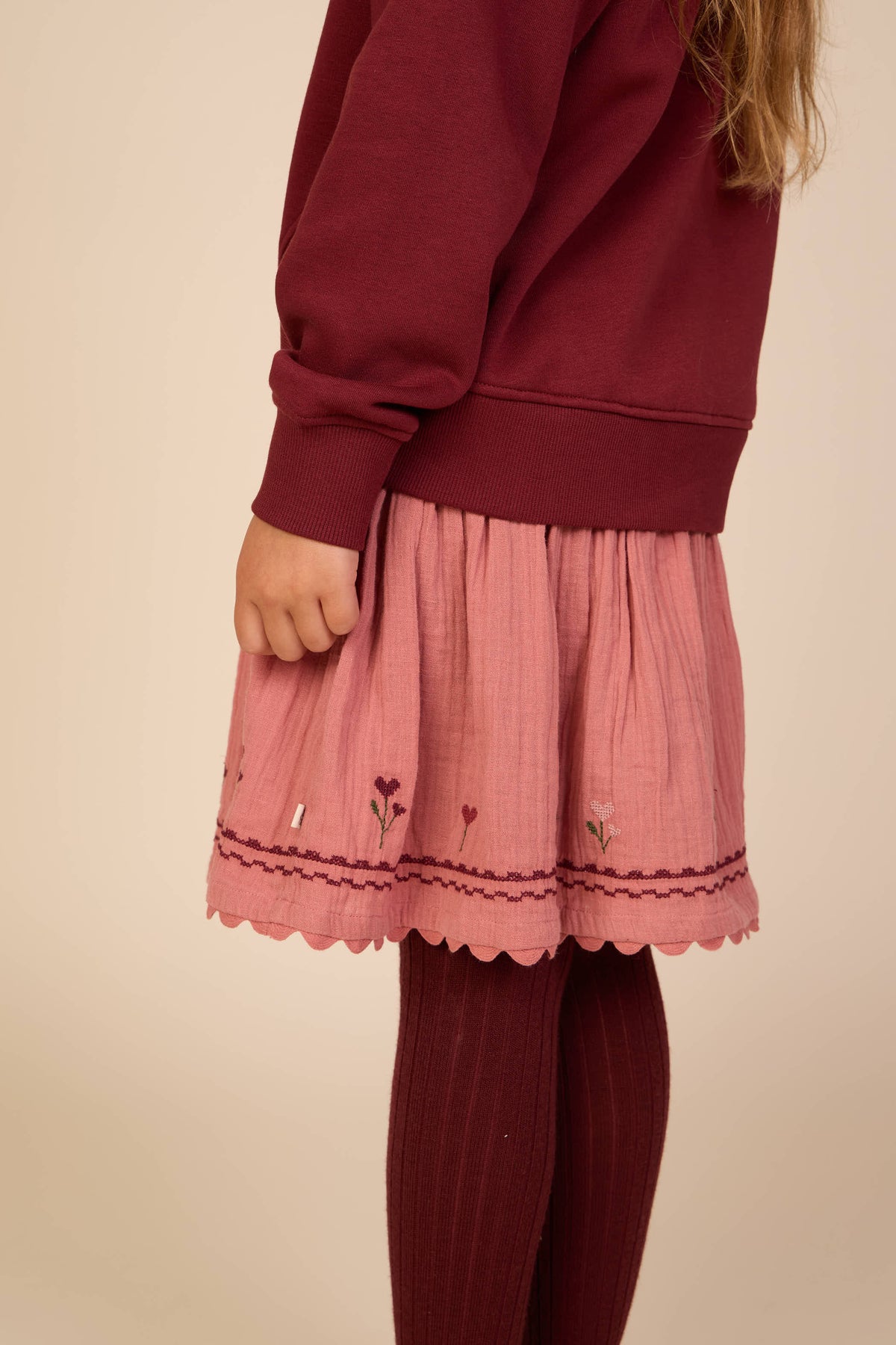 Sweatshirt med ribdetaljer Kids - Bordeaux | 101624 Zoe