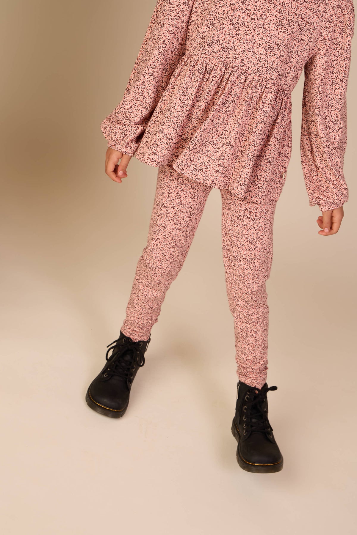 Småblomstrede jerseyleggings Tween - Rose/Bordeaux | 101552 Heidi