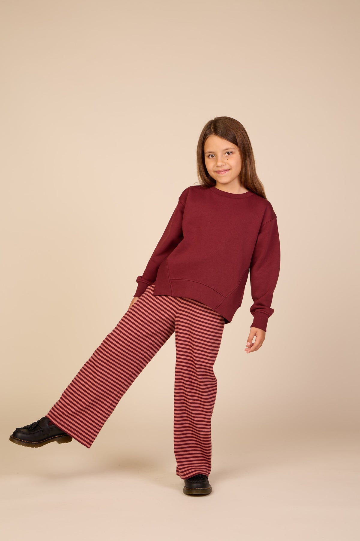 Stribede ribbukser med vide ben Tween - Dusty Rose/Bordeaux | 101607 Gloria