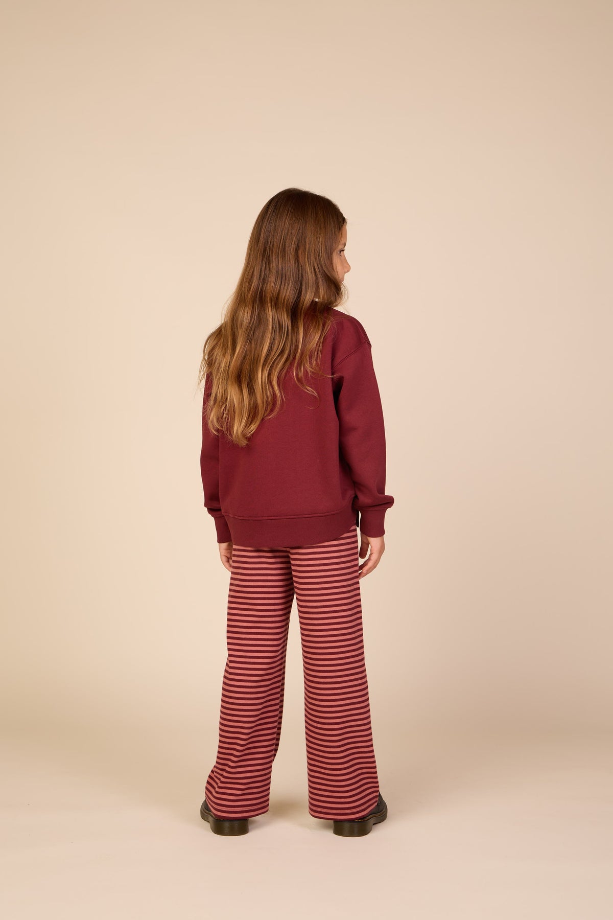 Stribede ribbukser med vide ben Tween - Dusty Rose/Bordeaux | 101607 Gloria