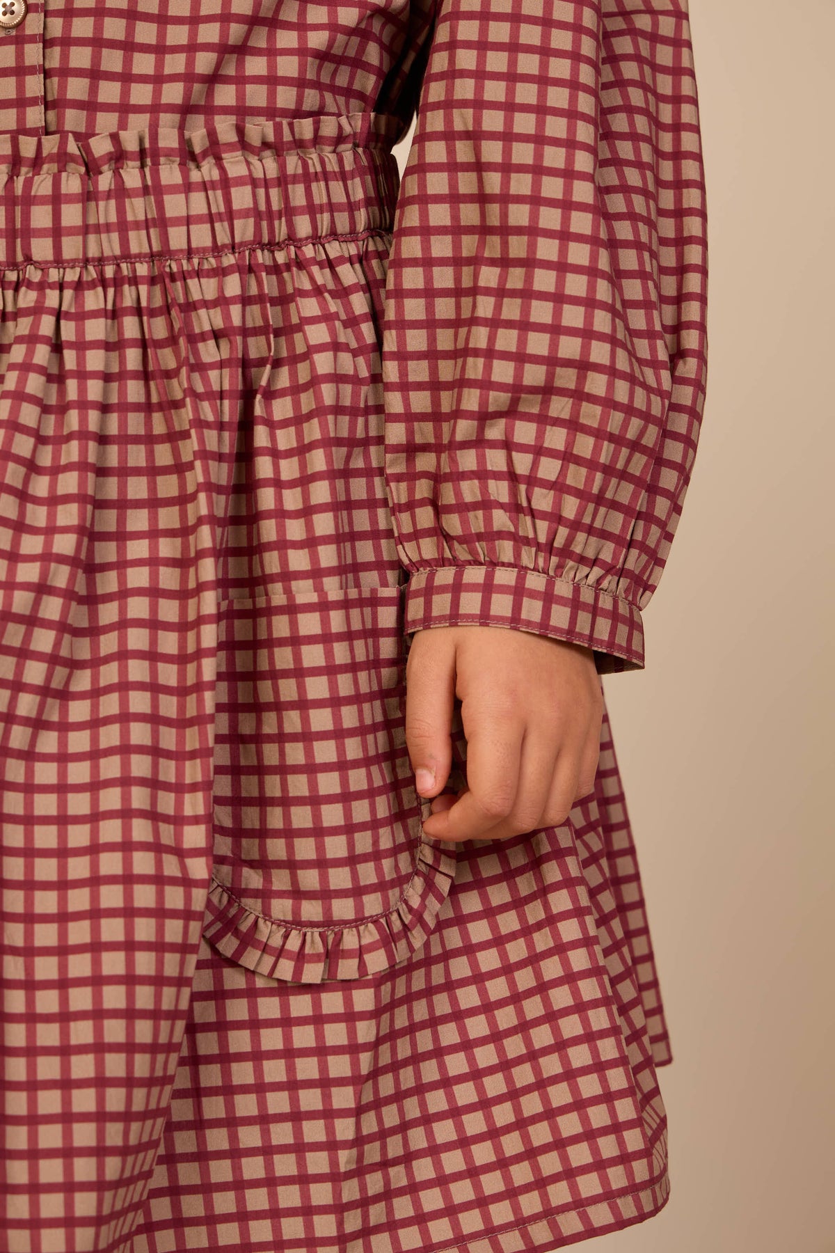 Poplin-bluse med flæsekrave Kids - Bordeaux Check | 101449 Julia