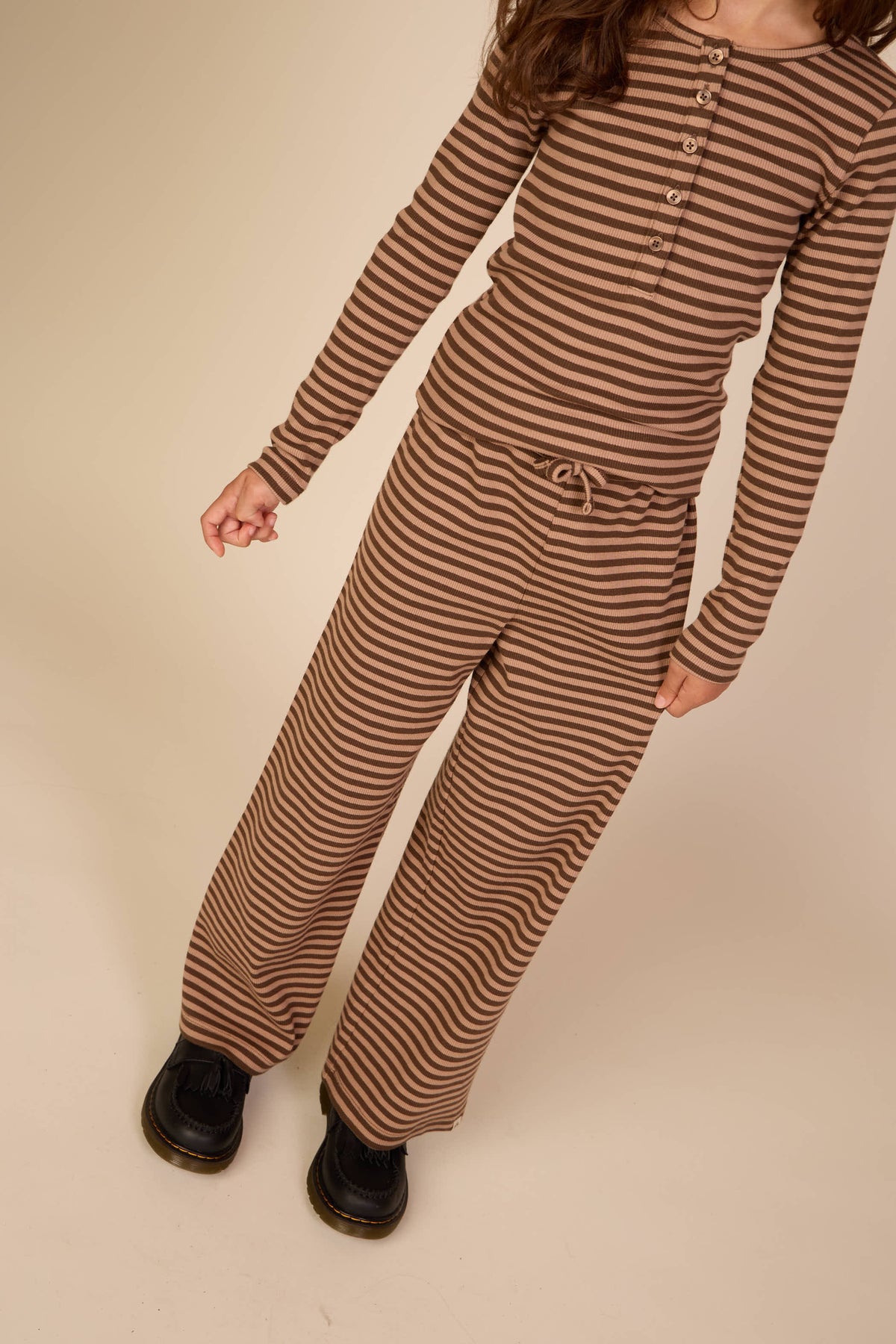 Stribede ribbukser med vide ben Tween - Brown/Light Brown | 101606 Gloria