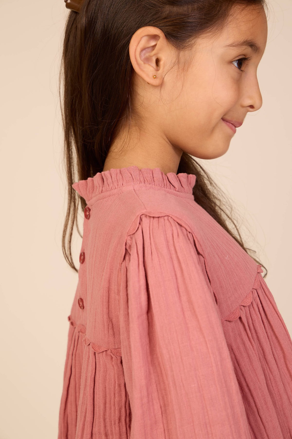 Double gauze-kjole med korsstingsbroderi Tween - Dusty Rose | 101466 Laureen